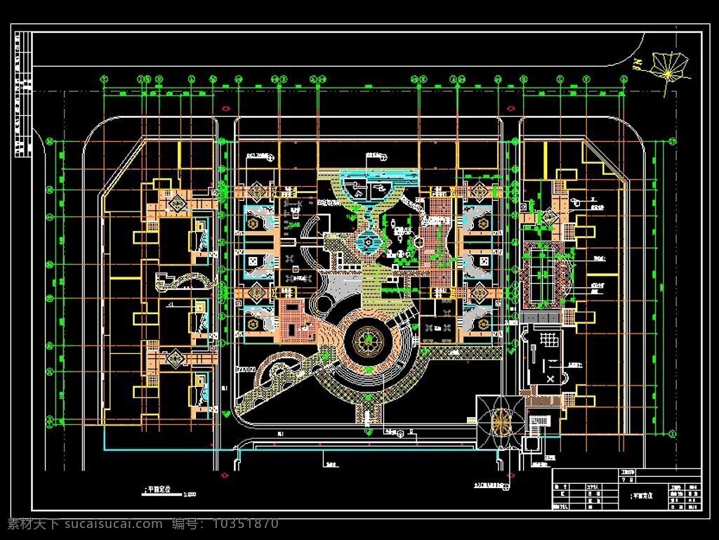 广场设计图 文化广场 绿化 施工图 dwg 黑色