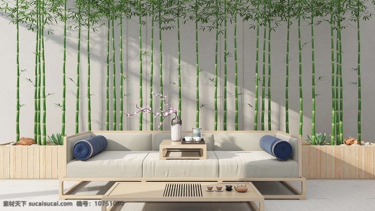 新 中式 简约 室内 家居 背景 新中式 效果图 竹木 室内设计 清新装饰图 室内广告设计