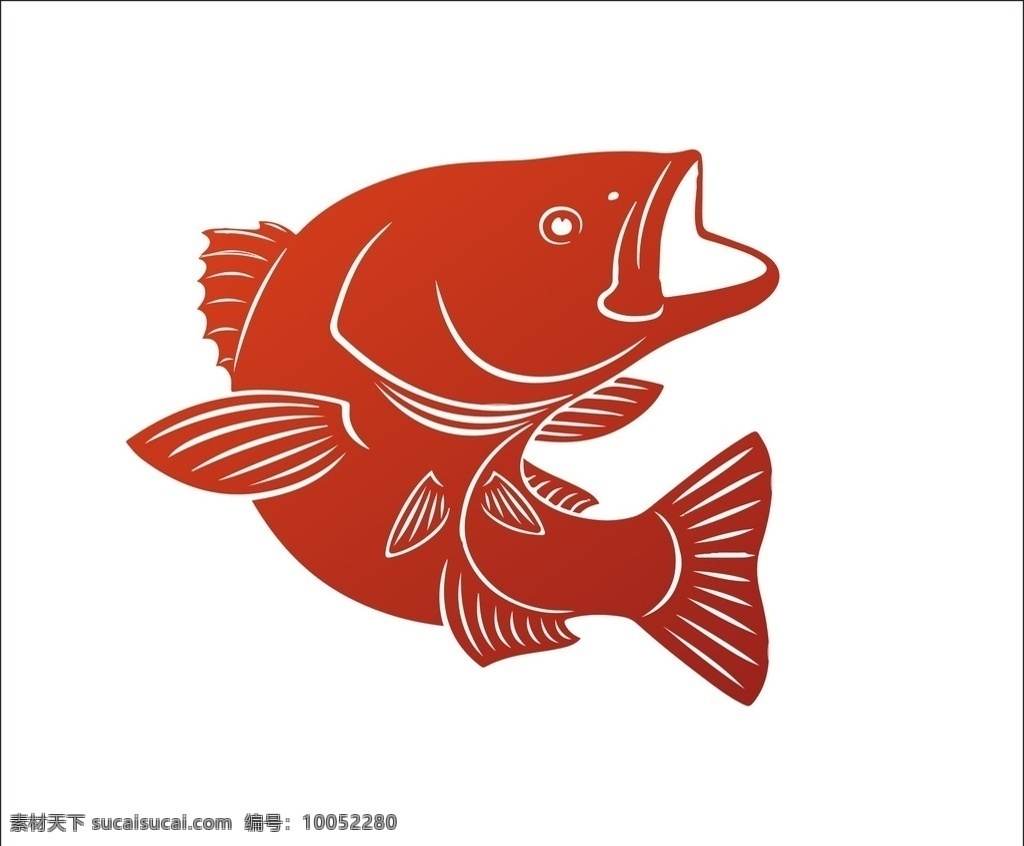 鱼 鲤鱼 剪影 剪纸 中式图案 生物世界 鱼类