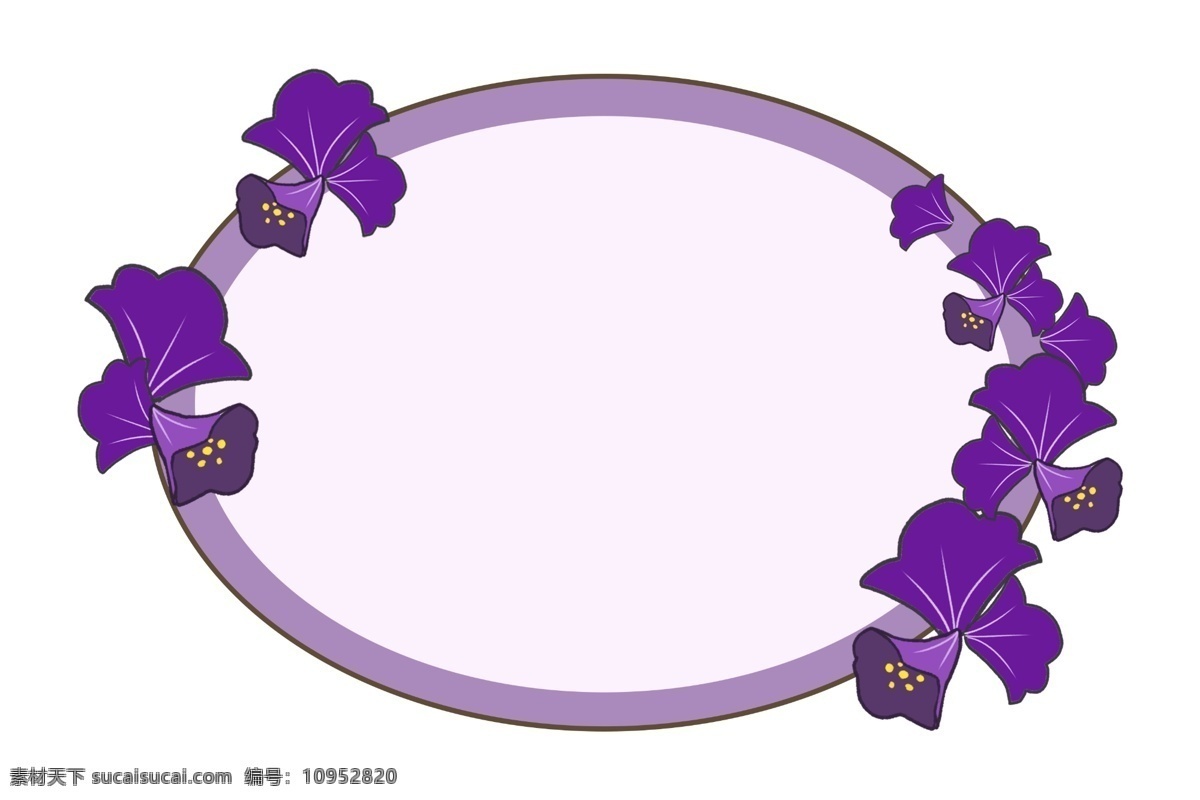 紫色 花朵 装饰 边框 椭圆形