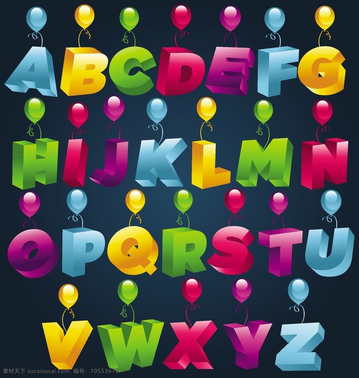 三维 立体 数字 矢量 3d 阿拉伯数字 尺寸 气球 纹理 颜色 字母 29个字母 字母表的字母 倾斜 矢量图 其他矢量图