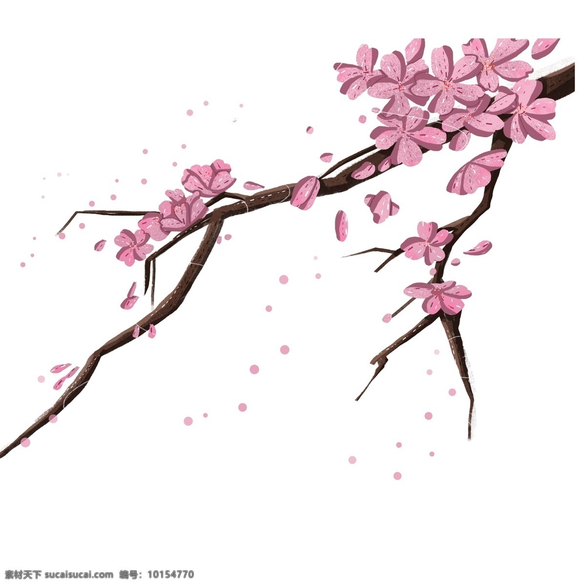 中国 风 梅花 树枝 中国风 唯美 插画 花瓣 优美 粉色 植物设计