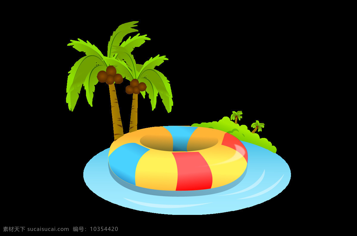 椰子树 游泳 圈 插画 元素 png元素 海报 免抠元素 透明元素 游泳圈