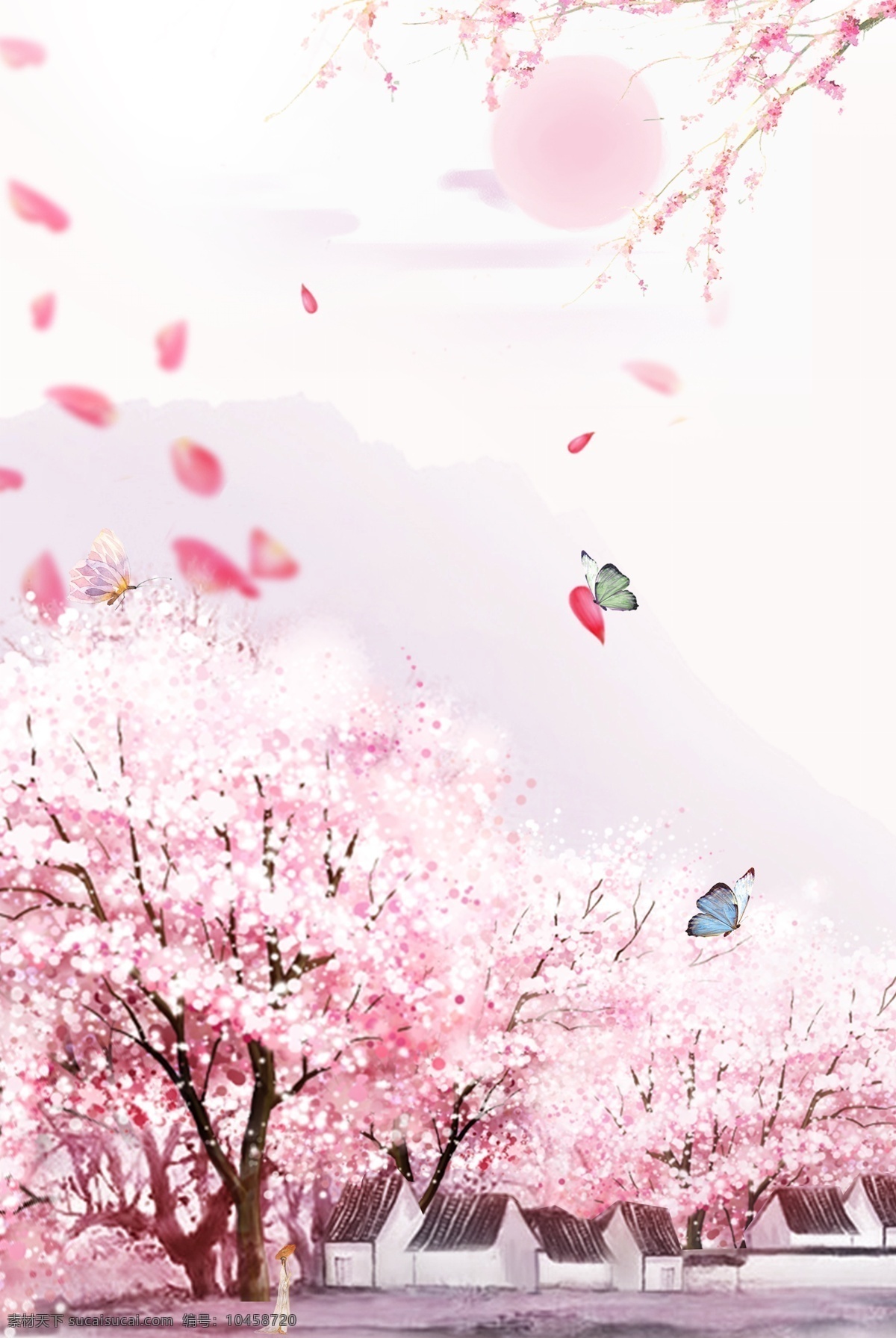 唯美 浪漫 文艺 樱花 季 背景 樱花节 花朵 樱花林 清新 手绘 卡通 樱花季