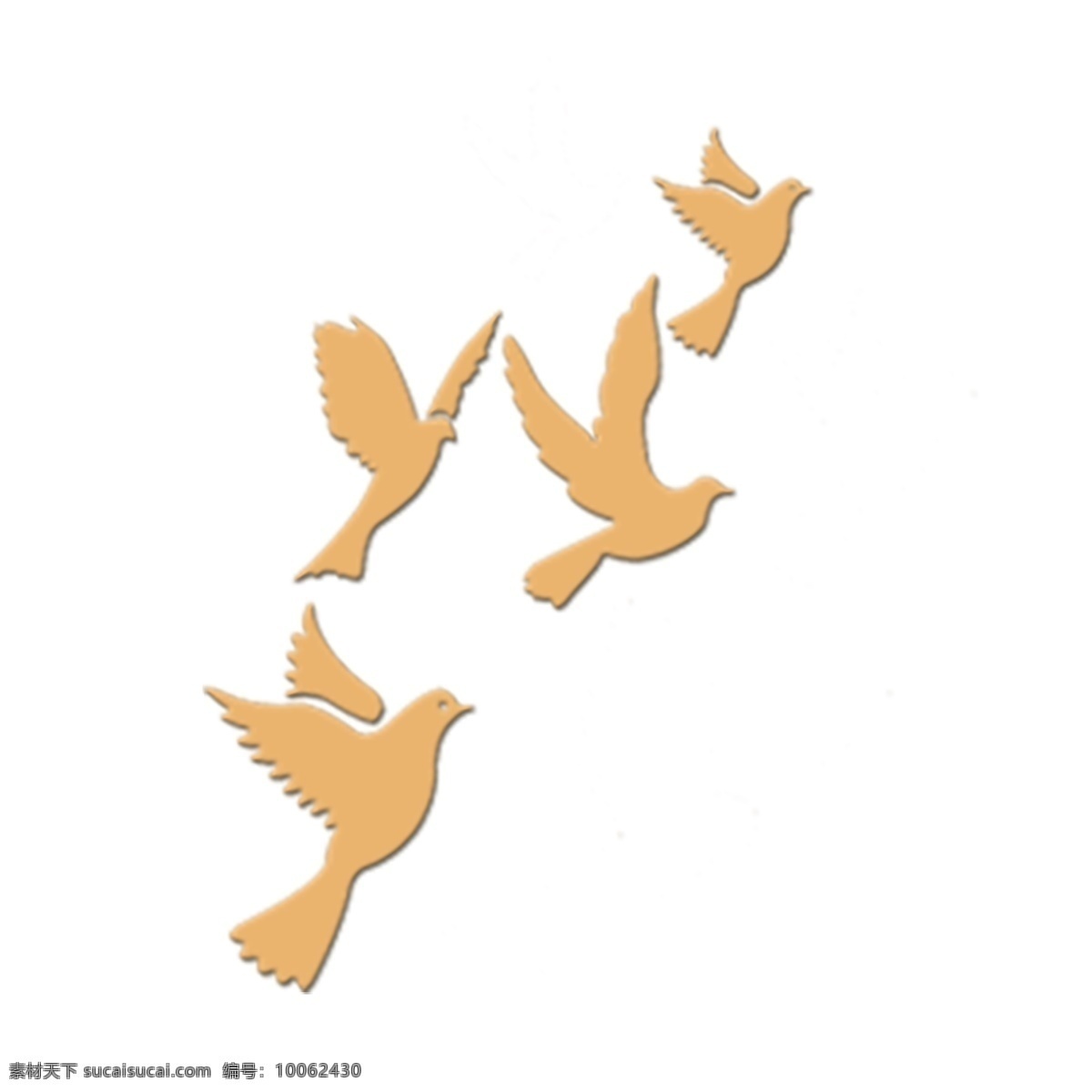 金色 创意 和平鸽 元素 和平鸽子 飞舞 翅膀