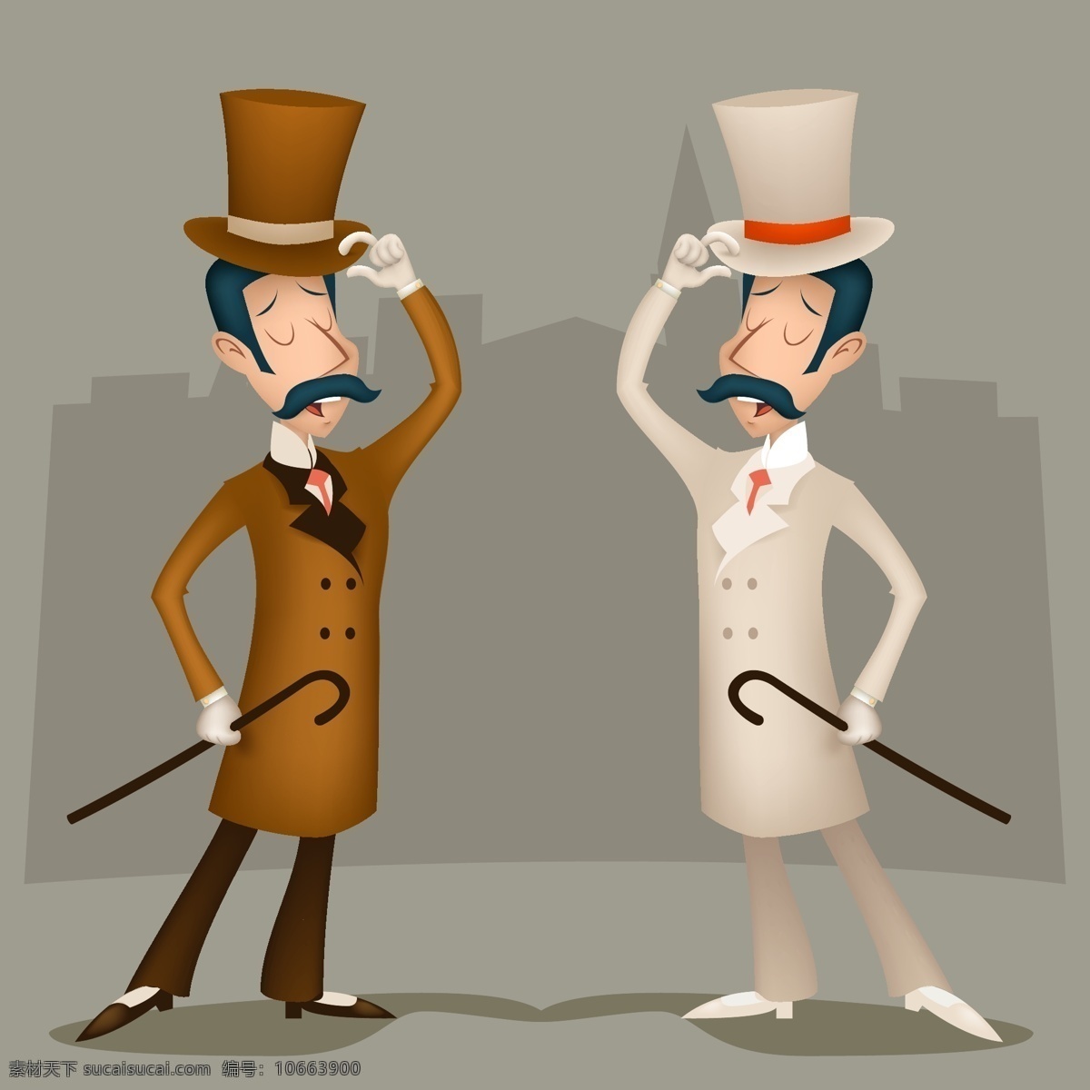 绅士人物 卡通人物 英伦风格 礼帽 礼服 拐杖 西装 英国元素 英格兰 绅士风度 各类素材