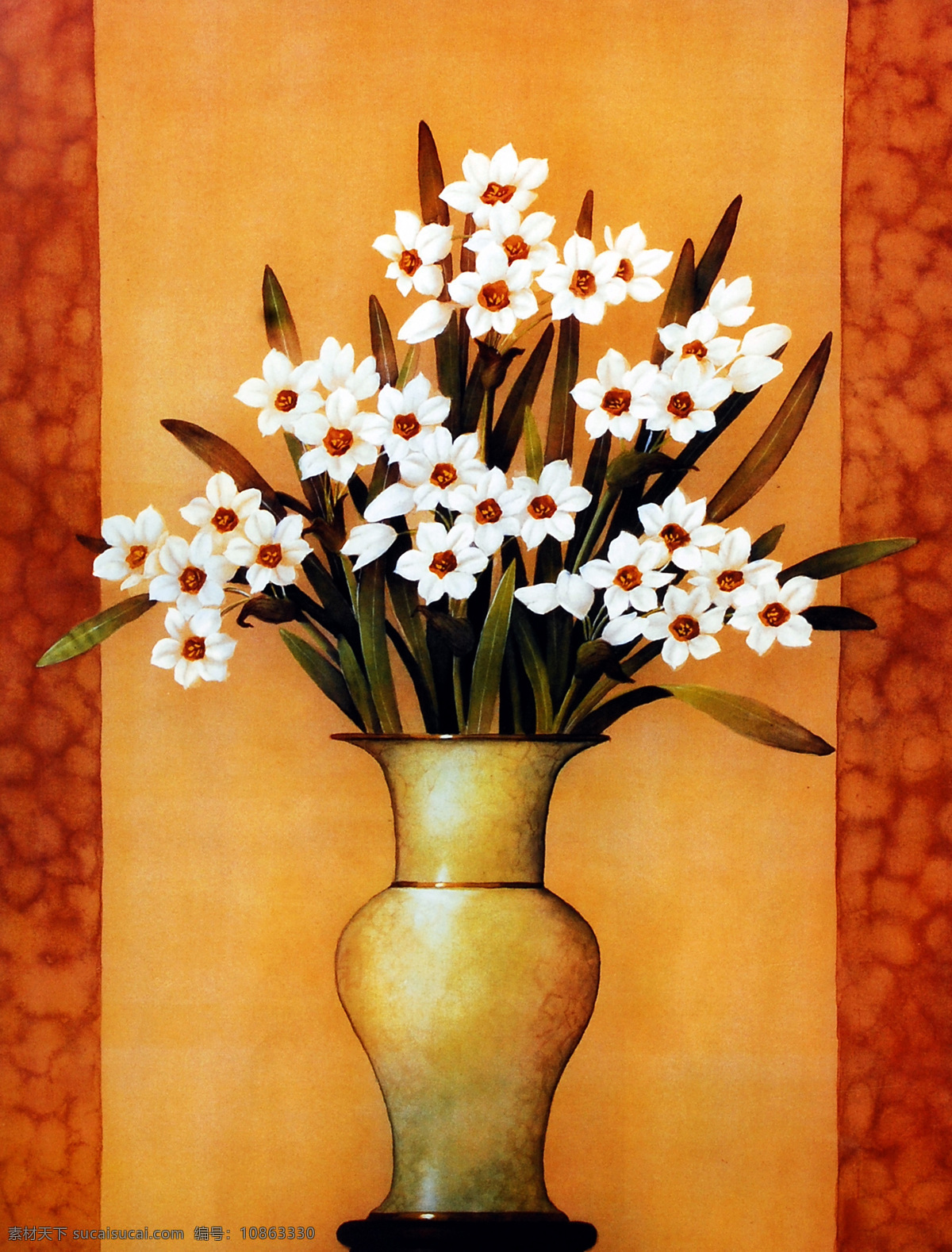 花瓶 里 白色 花朵 无框画 花卉 装饰画 油画 白色花 壁画 挂画 墙画 挂板 绘画书法 文化艺术 书画文字