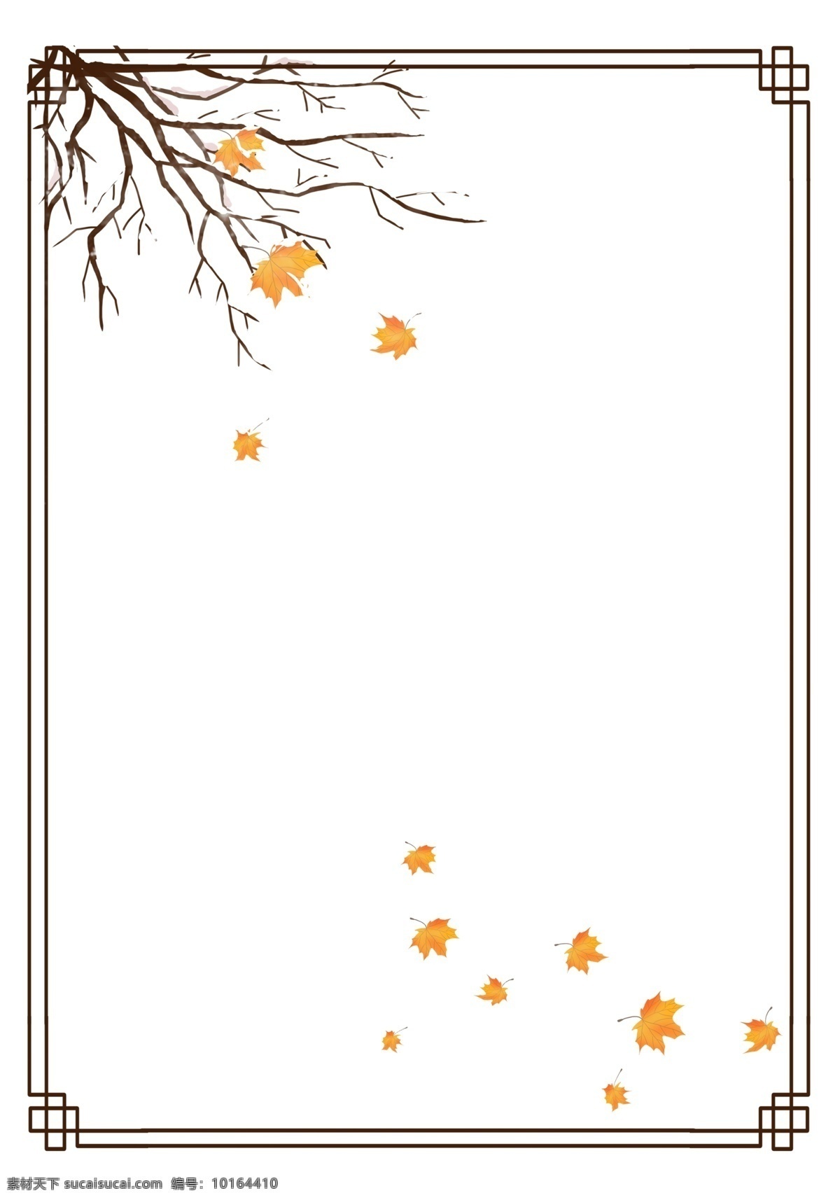 手绘 冬季 树枝 边框 纹理 雪 覆盖 枫叶 落叶 树杈 冬天 飘落的树叶 水墨 国画树枝 复古风树杈 写实 中国风边框