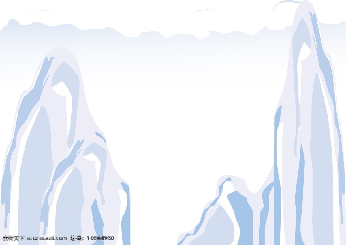 冰山 雪山 纯白色底边 冰山雪地 日然风景 冬天的美丽 矢量图 其他矢量图