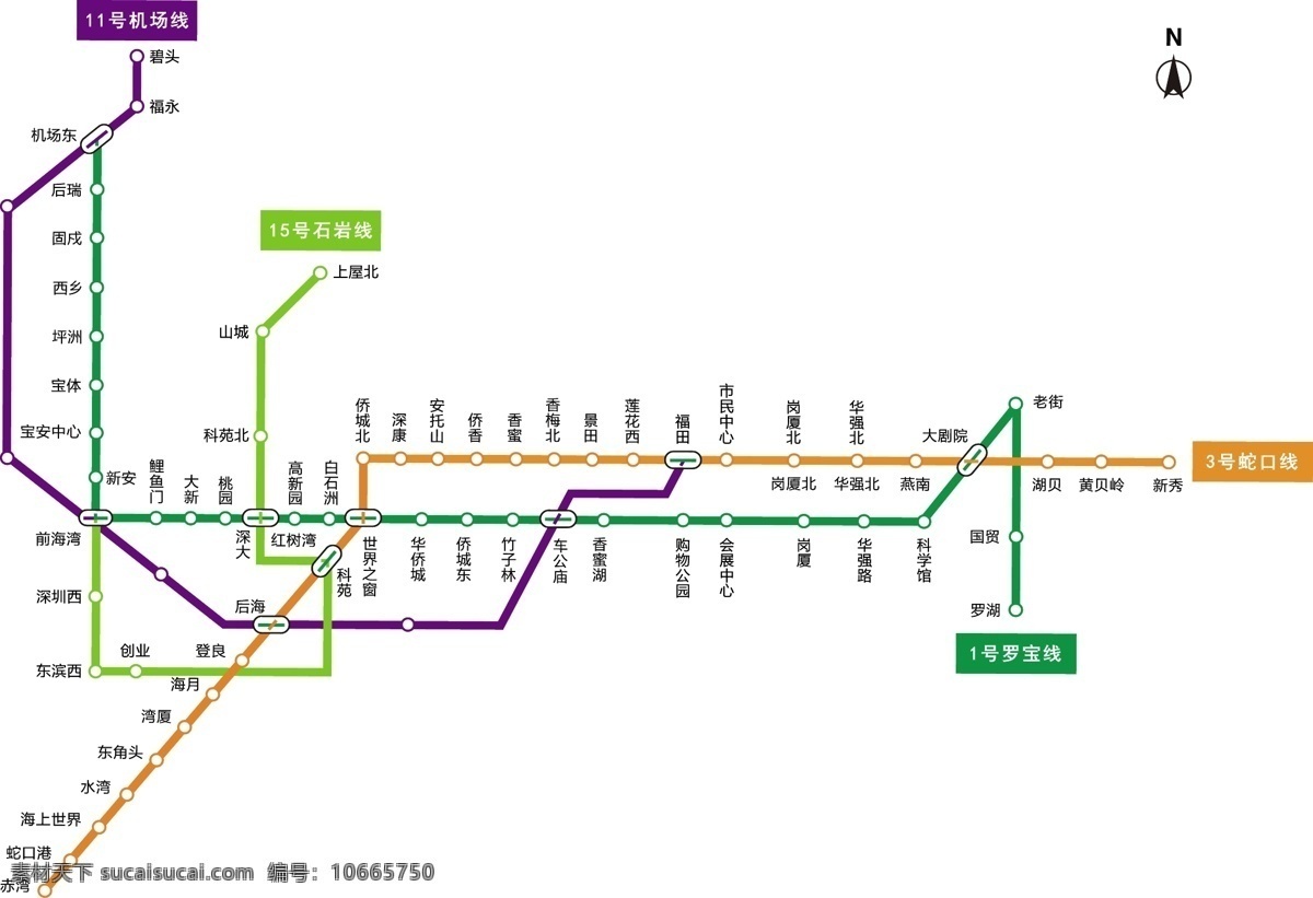 深圳 部分 地铁 线路 矢量图 号 线 地铁线路 其他矢量图