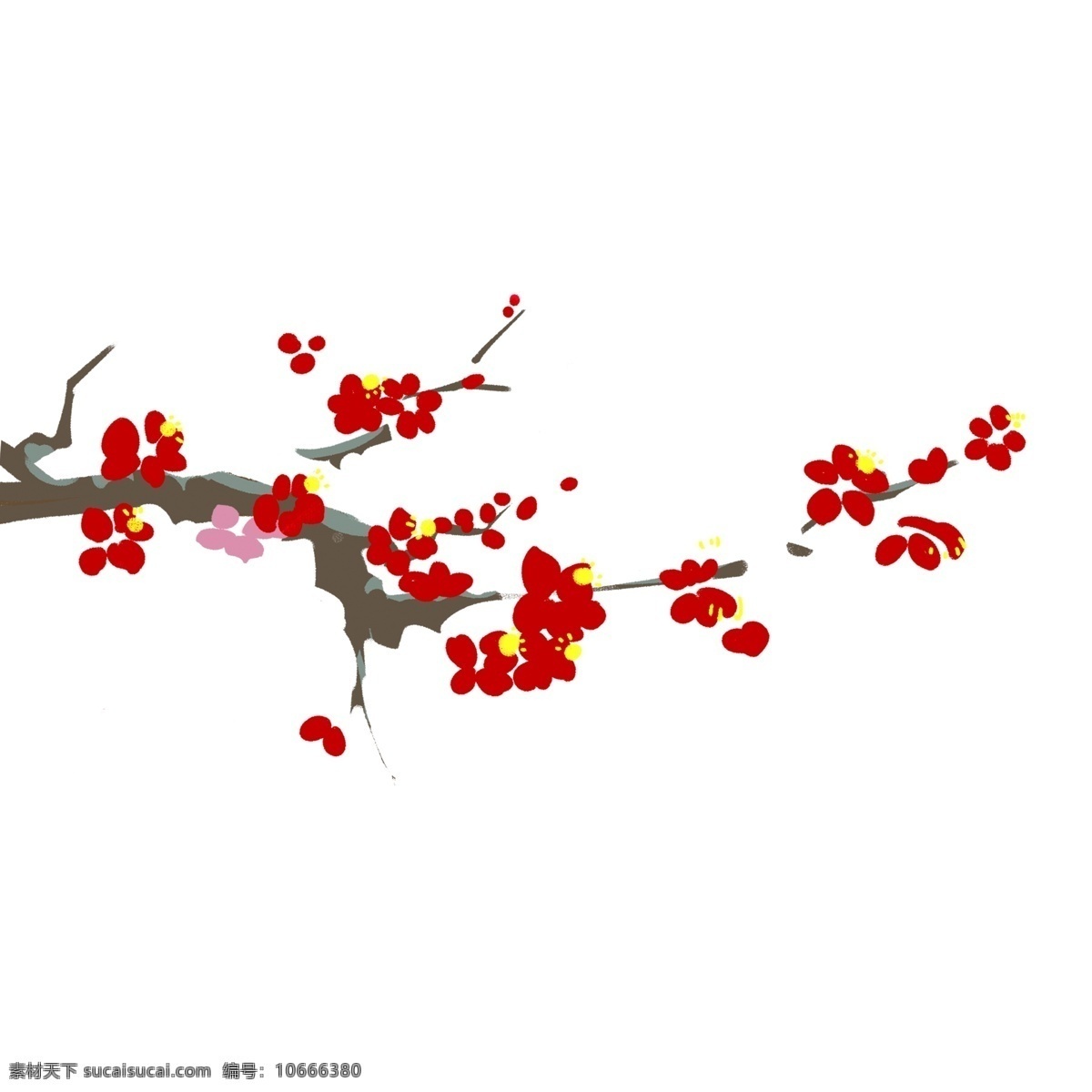中国 风 桃花 树枝 装饰设计 中国风 卡通 插画 psd素材 手绘 花枝 春季元素