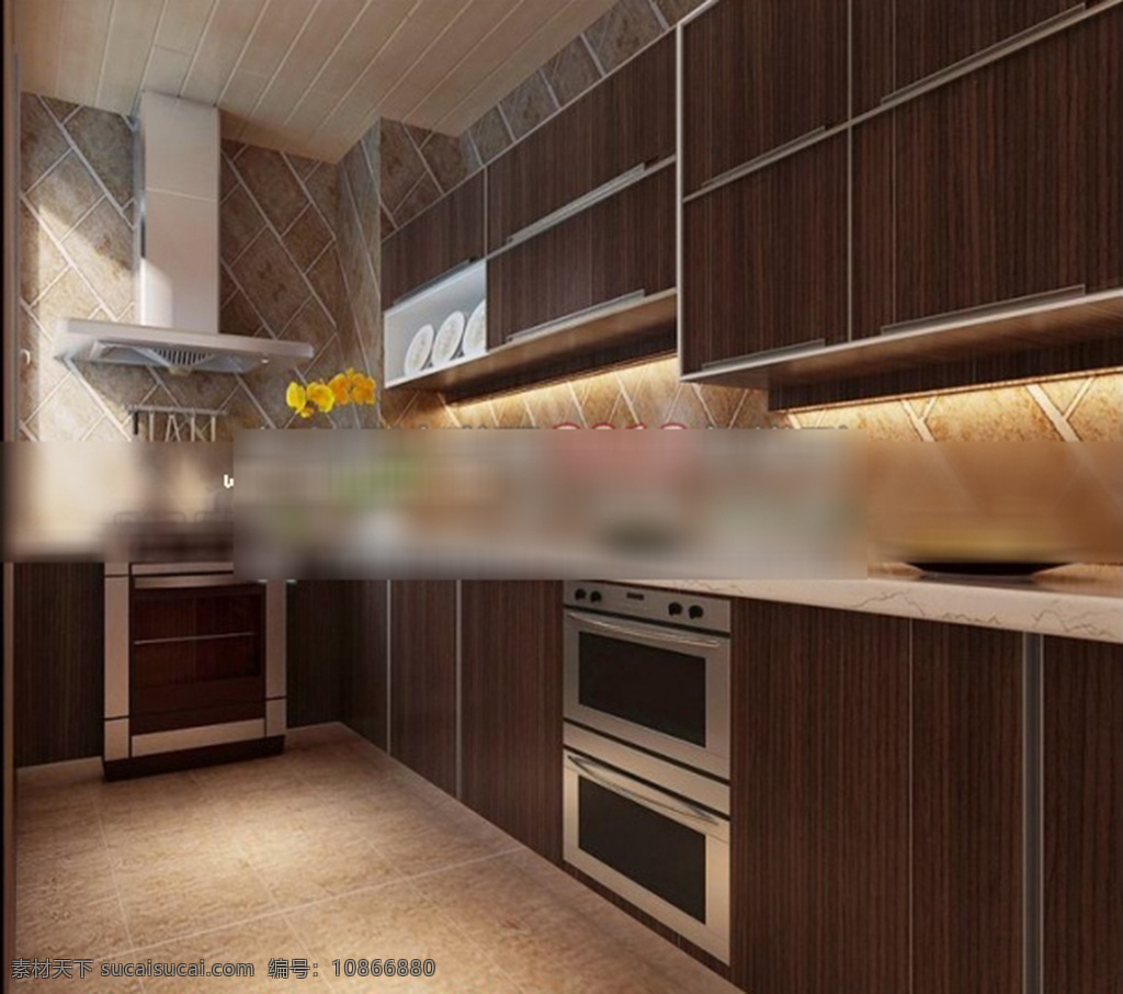 厨房 场景 3d 模型 3d模型下载 3dmax 现代风格模型 白色模型 黑色