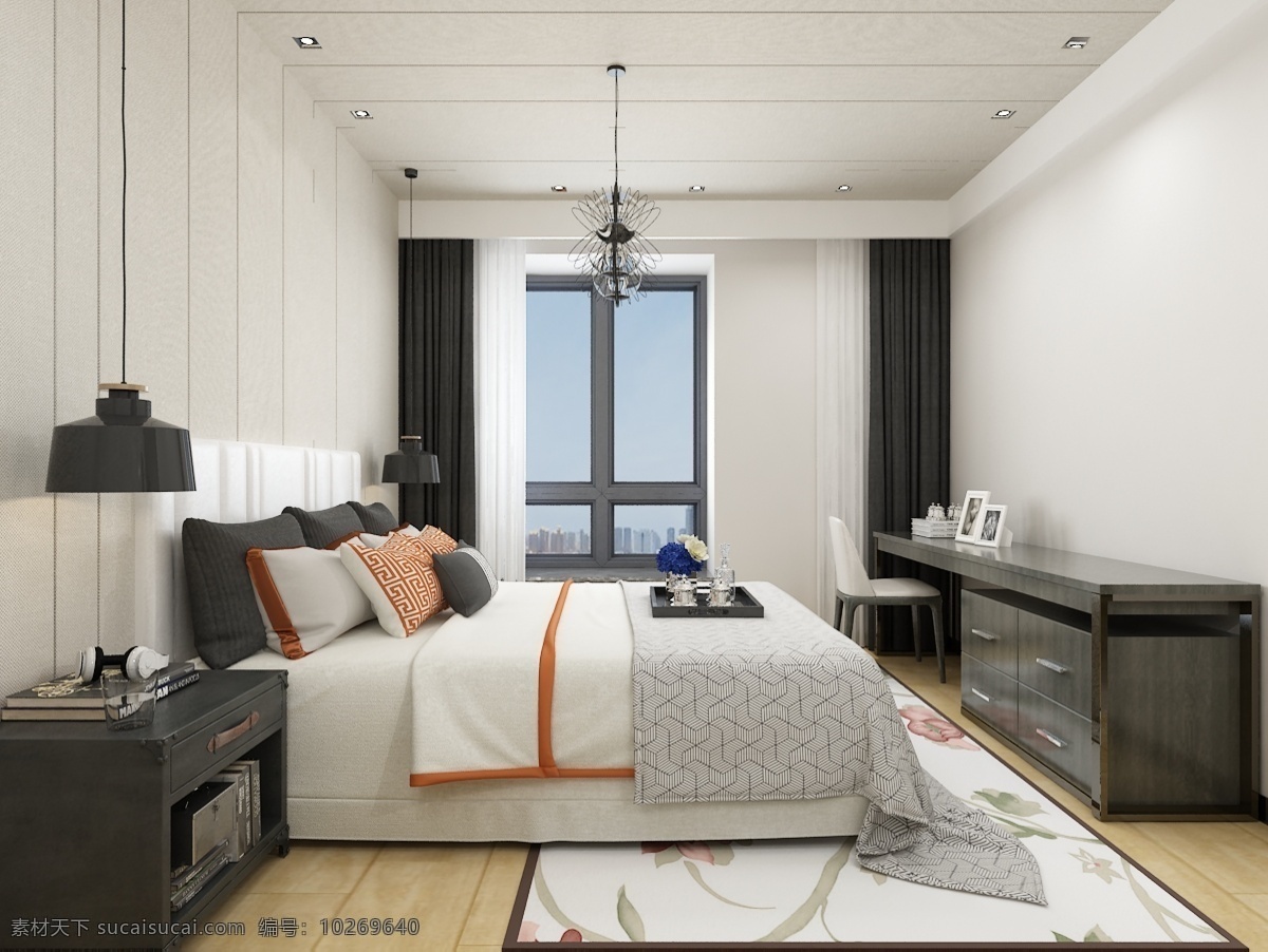 法式 现代 风格 卧室 空间 装修设计 效果图 法式简约卧室 地板 简约法式 法式现代卧室 简约 效果