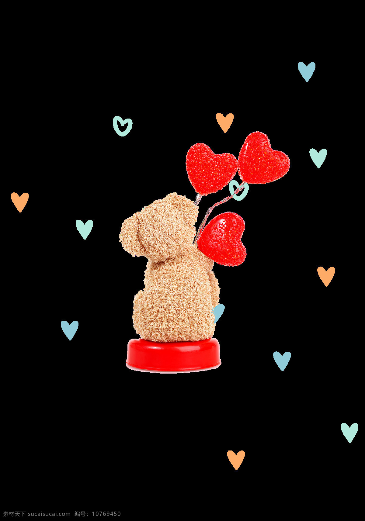 玩具 小 熊 装饰 爱心 气球 红色 卡通 小熊 扁平