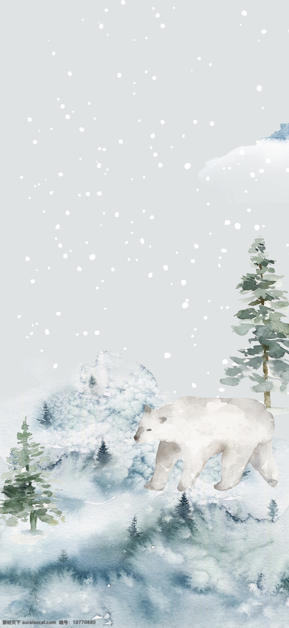 白色 唯美 浪漫 树林 雪景 背景 传统节气 冬天背景 色彩背景 背景psd 小清新 手绘背景 下雪 树林背景