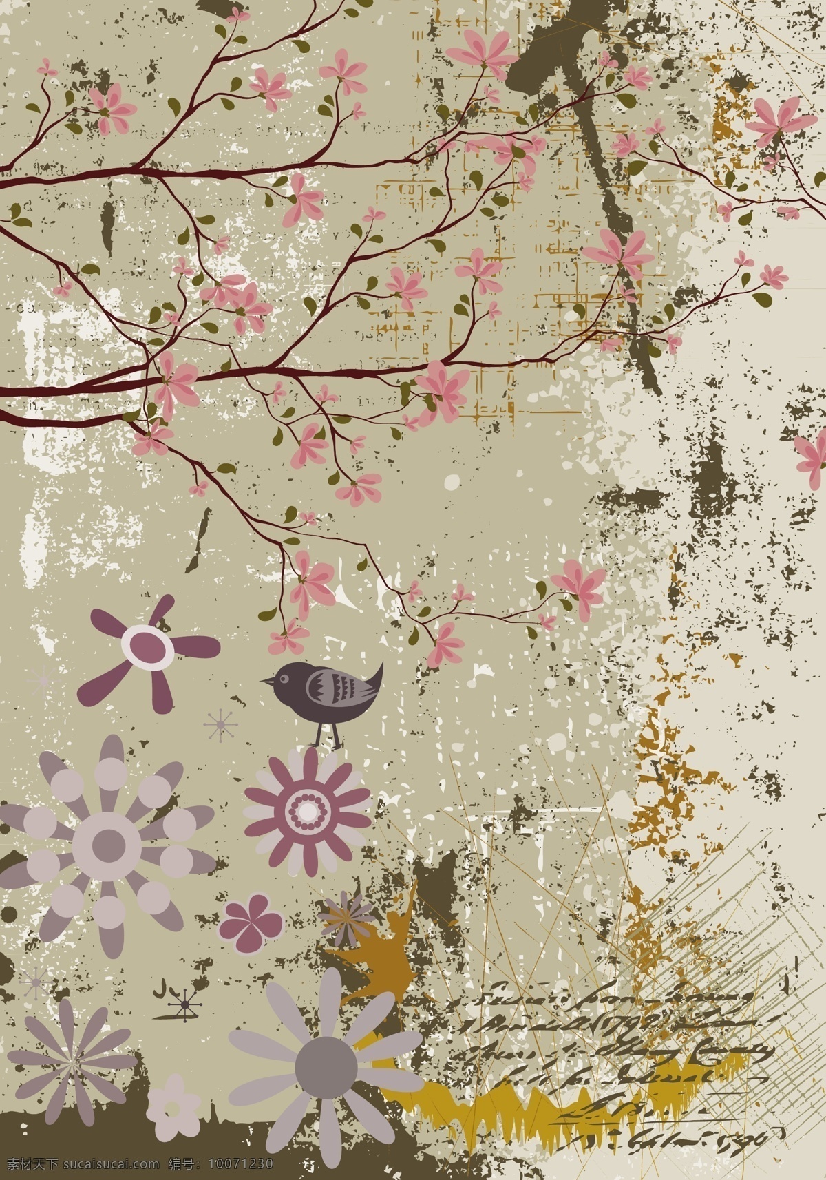 旧货 花卉 背景 矢量 插画 矢量图 花纹花边