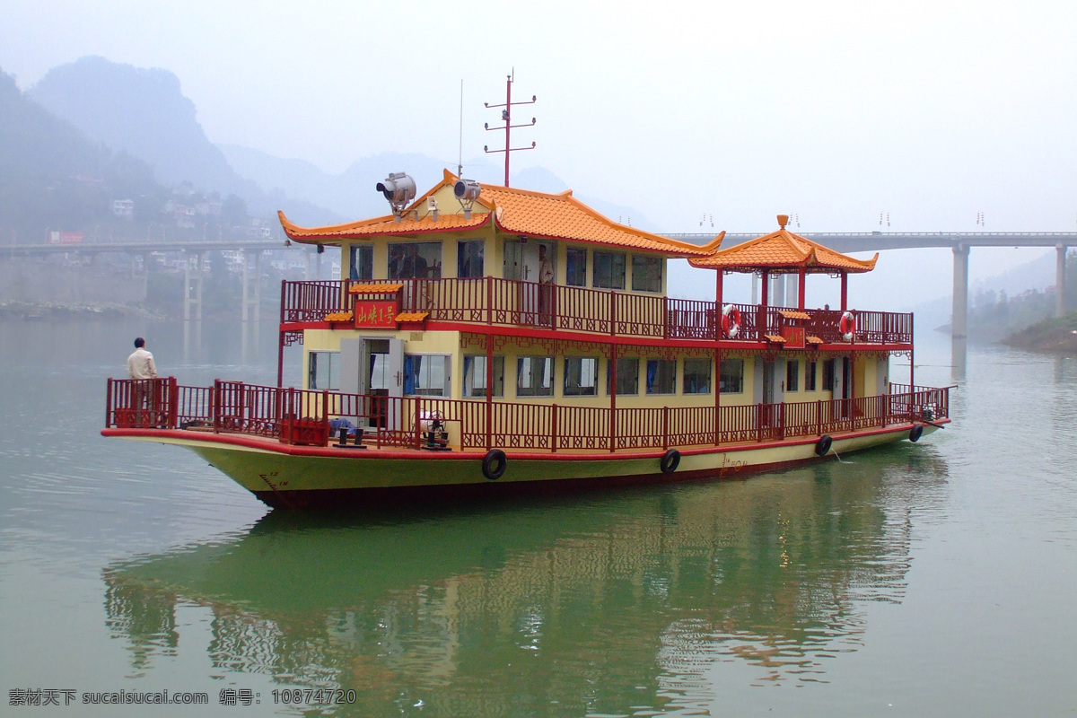 仿古旅游船 沿河 乌江 山峡1号 仿古 旅游船 交通工具 现代科技
