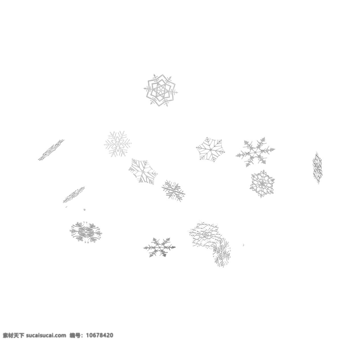 高清 冬天 白色 3d 雪花 漂浮 飘散 氛围 装饰 元素 装饰元素 3d雪花
