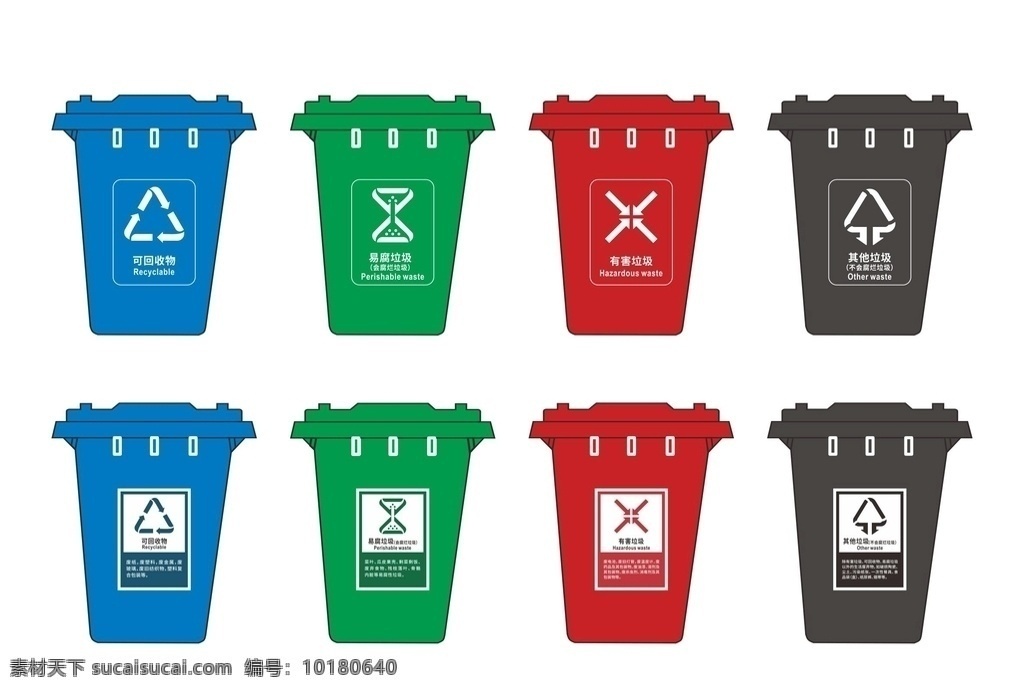 垃圾桶 垃圾分类 有害垃圾 其他垃圾 可回收物 易腐垃圾 2019 垃圾分类图标 垃圾分类元素