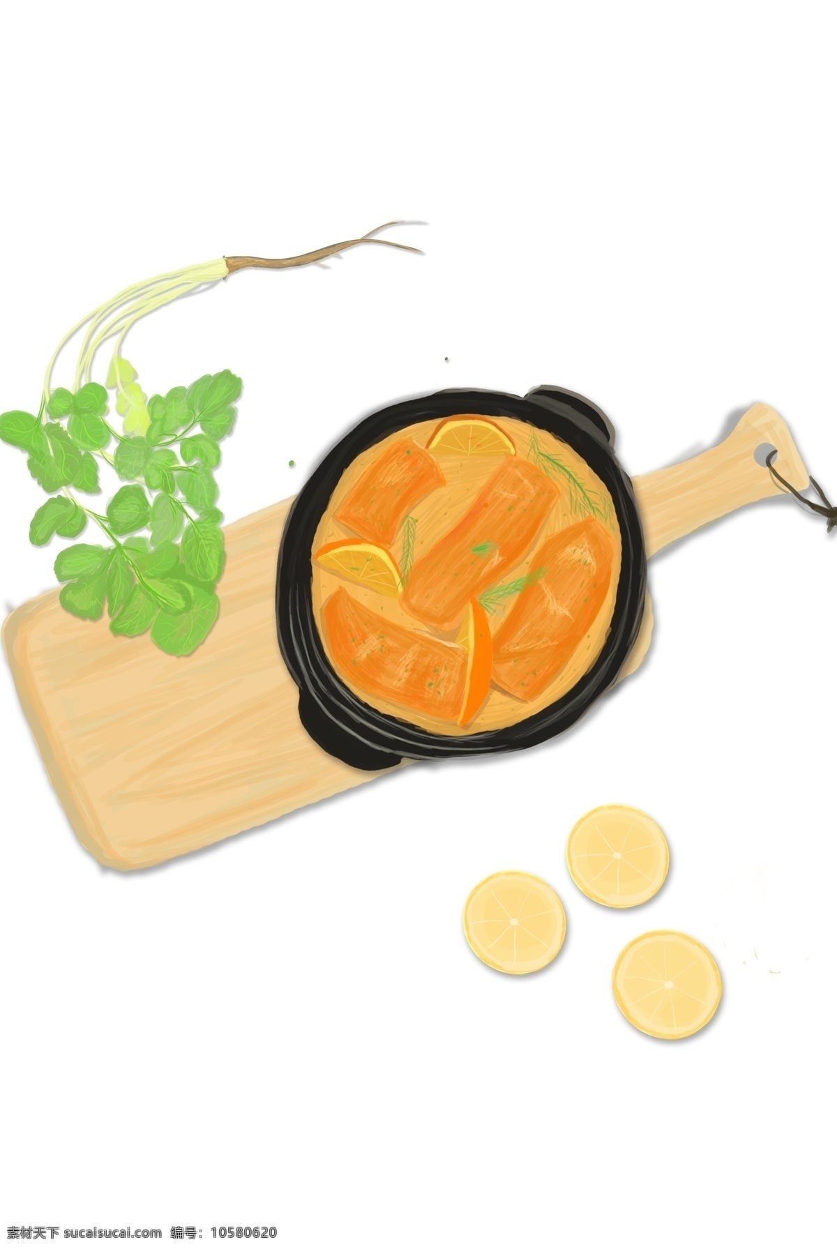 清香 手绘 炖 汤 装饰 元素 蔬菜 炖汤 装饰元素 木板 柠檬 食物元素 手绘元素