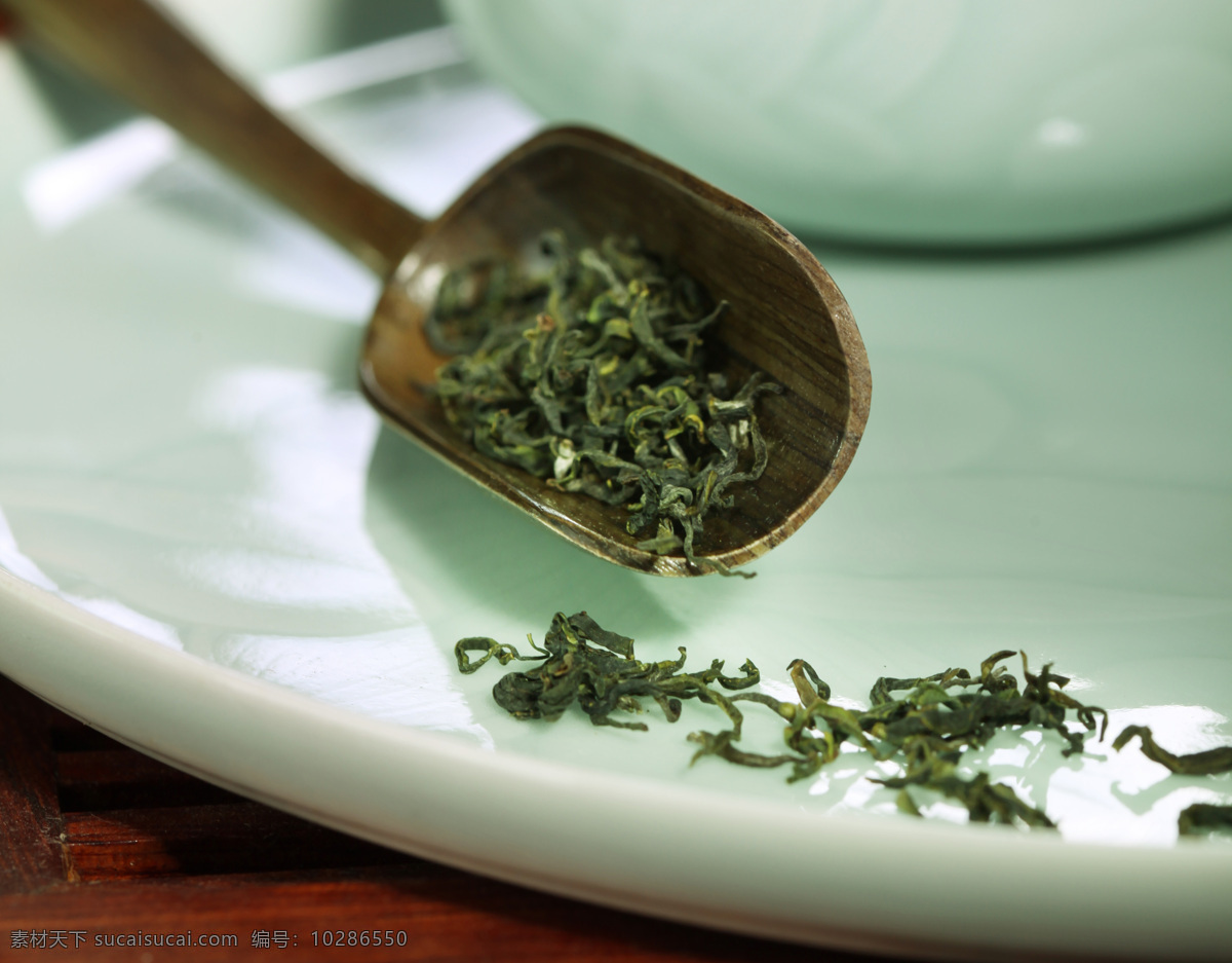 绿茶茶叶 绿茶 茶叶 茶匙 茶盘 茶 餐饮美食
