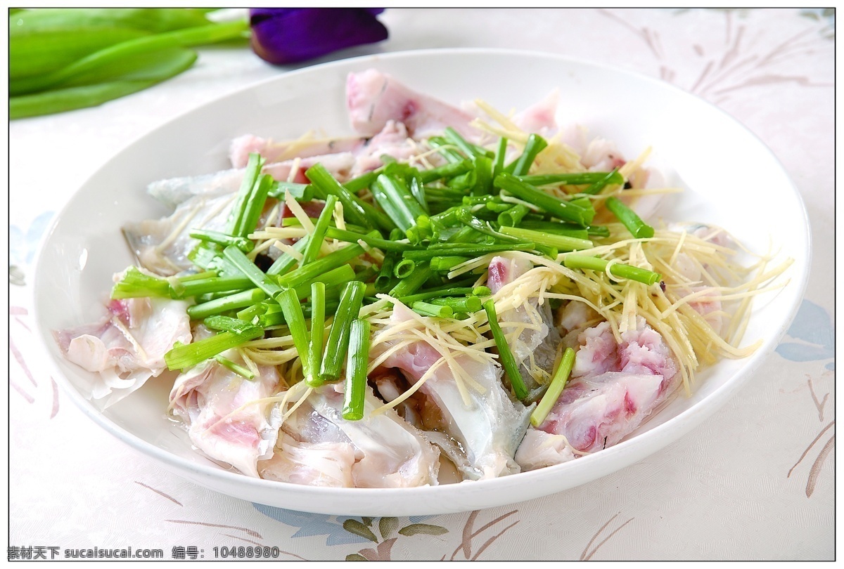 姜丝蒸鱼脸 海鲜 特色菜 招牌菜 美食图片 菜谱高清用图 餐饮美食 传统美食