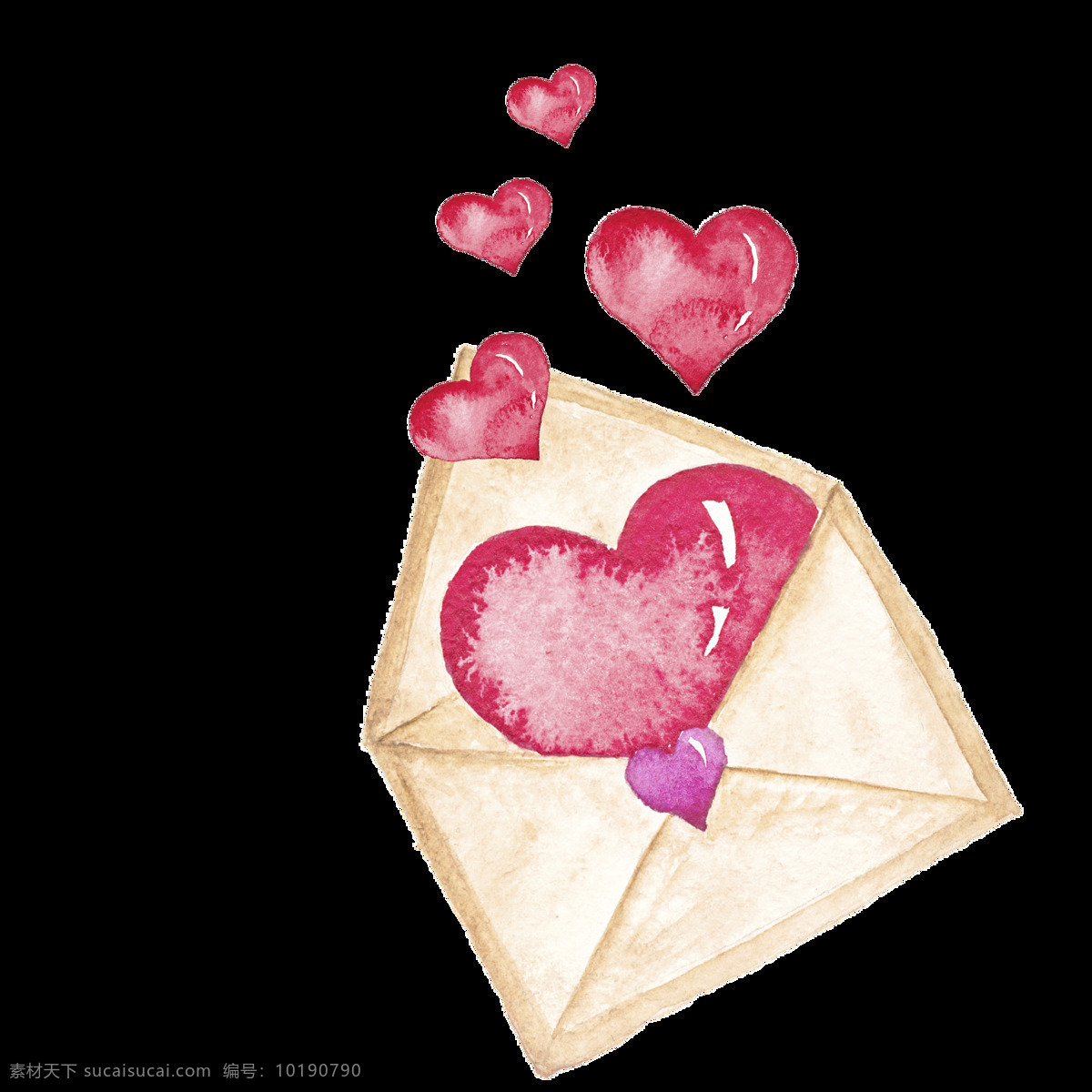 情人节 卡片 装饰 透明 粉色 信封 手绘 矢量素材 设计素材