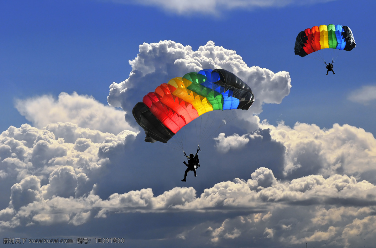 降落伞 运动 跳伞 蓝天 天空 运动员 体育运动 体育项目 生活百科