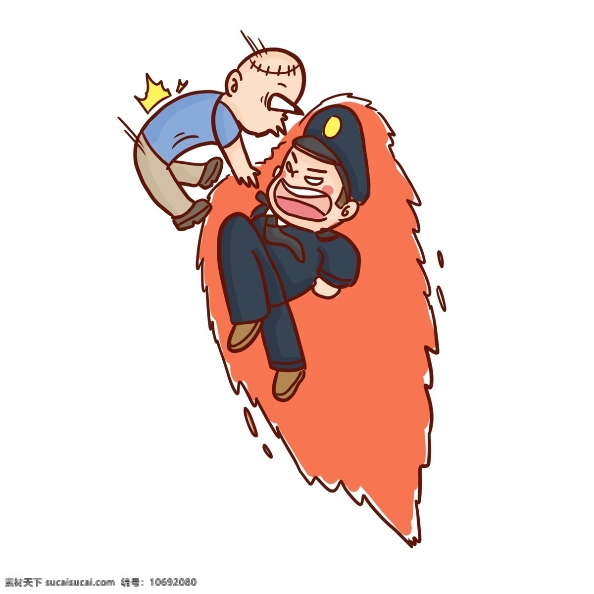 手绘 警察 恶魔 人物 插画 漫画 扫黑除恶