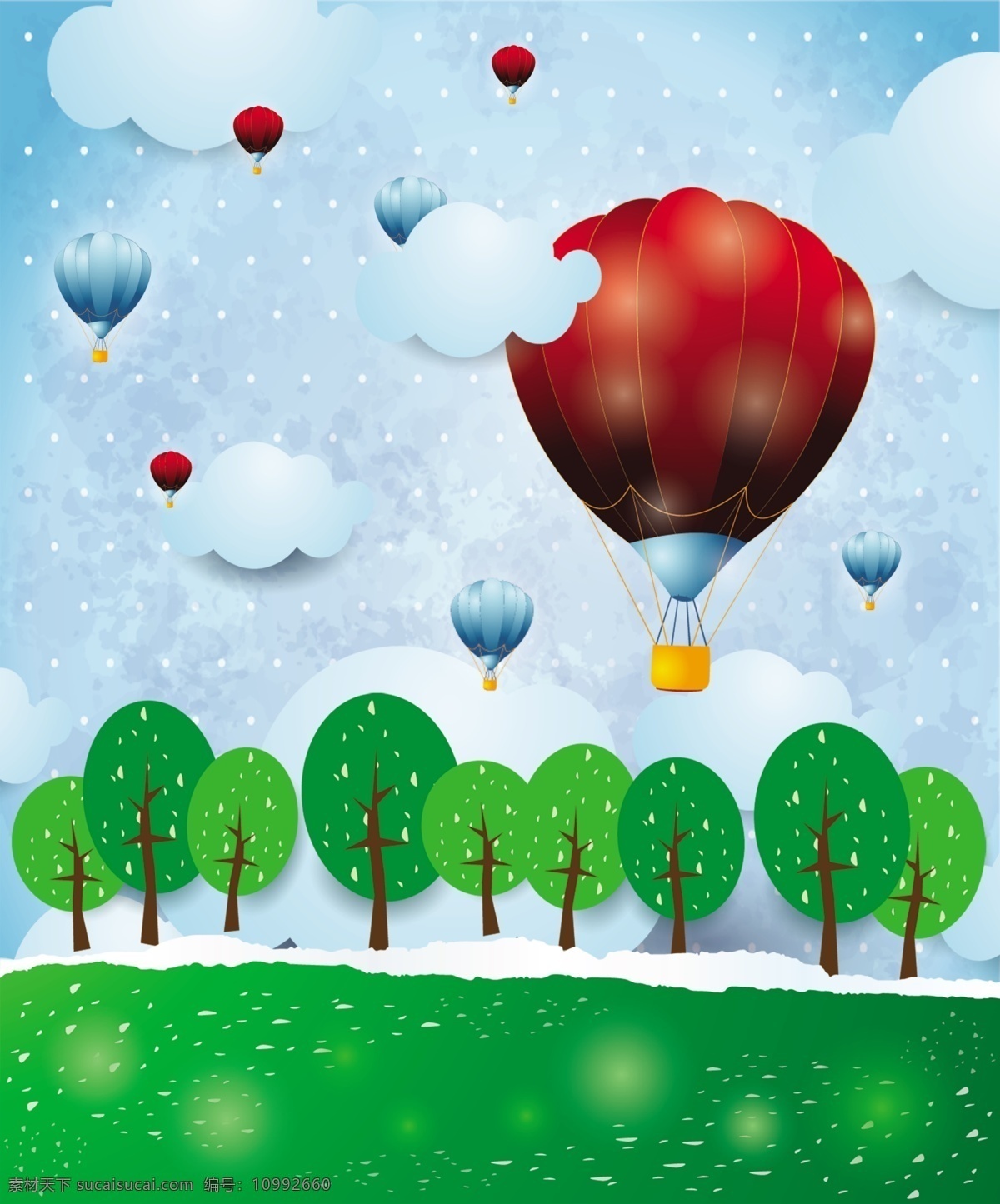 漫画背景 漫画 背景 树林 气球 热气球 天空