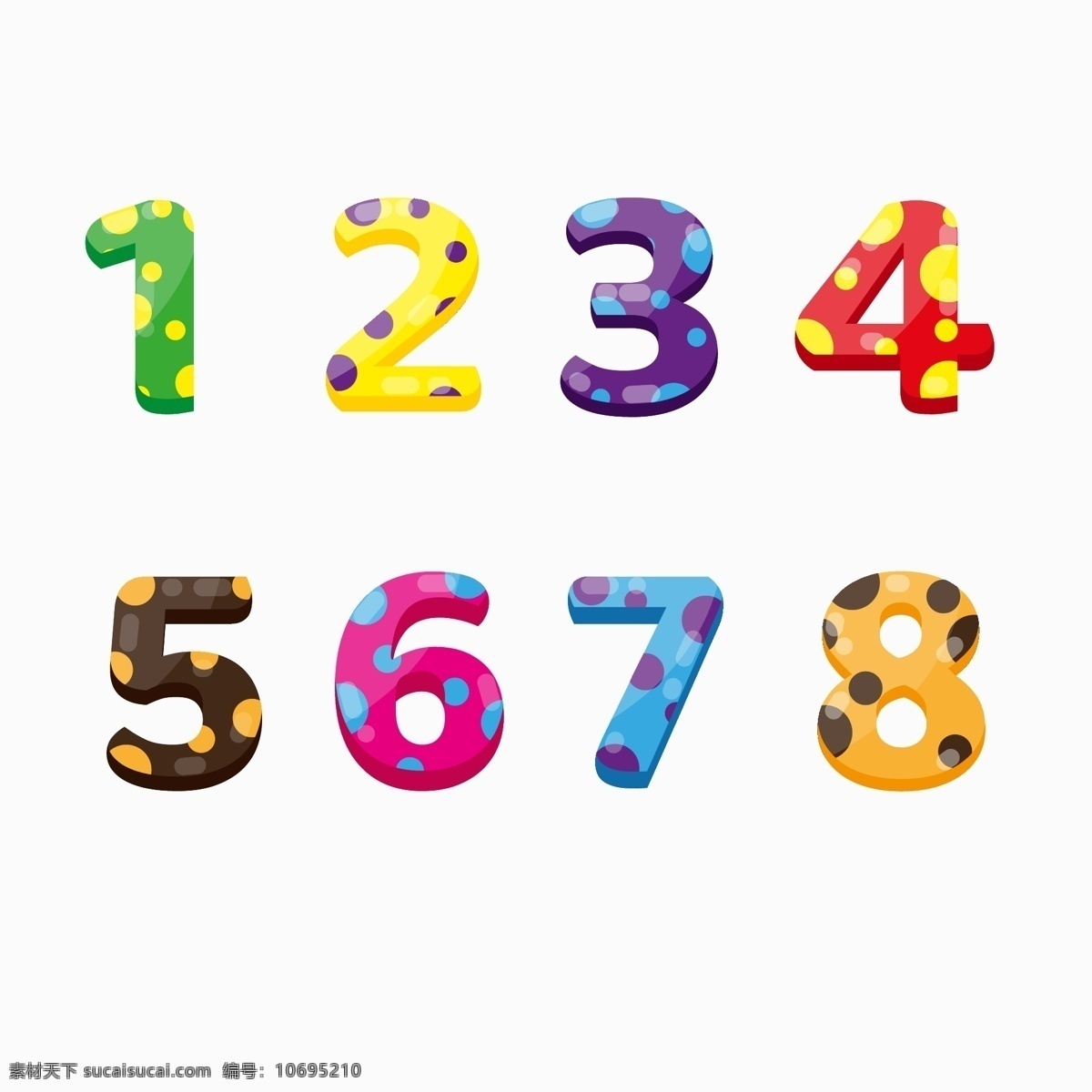 彩色 斑点 数字 卡通 创意 可爱 矢量素材 ai素材