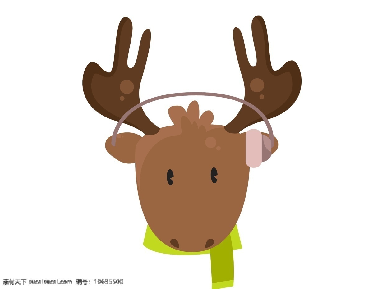 卡通 耳罩 小鹿 元素 小清新 冬季 温暖 保暖 手绘 麋鹿 ai元素 矢量元素