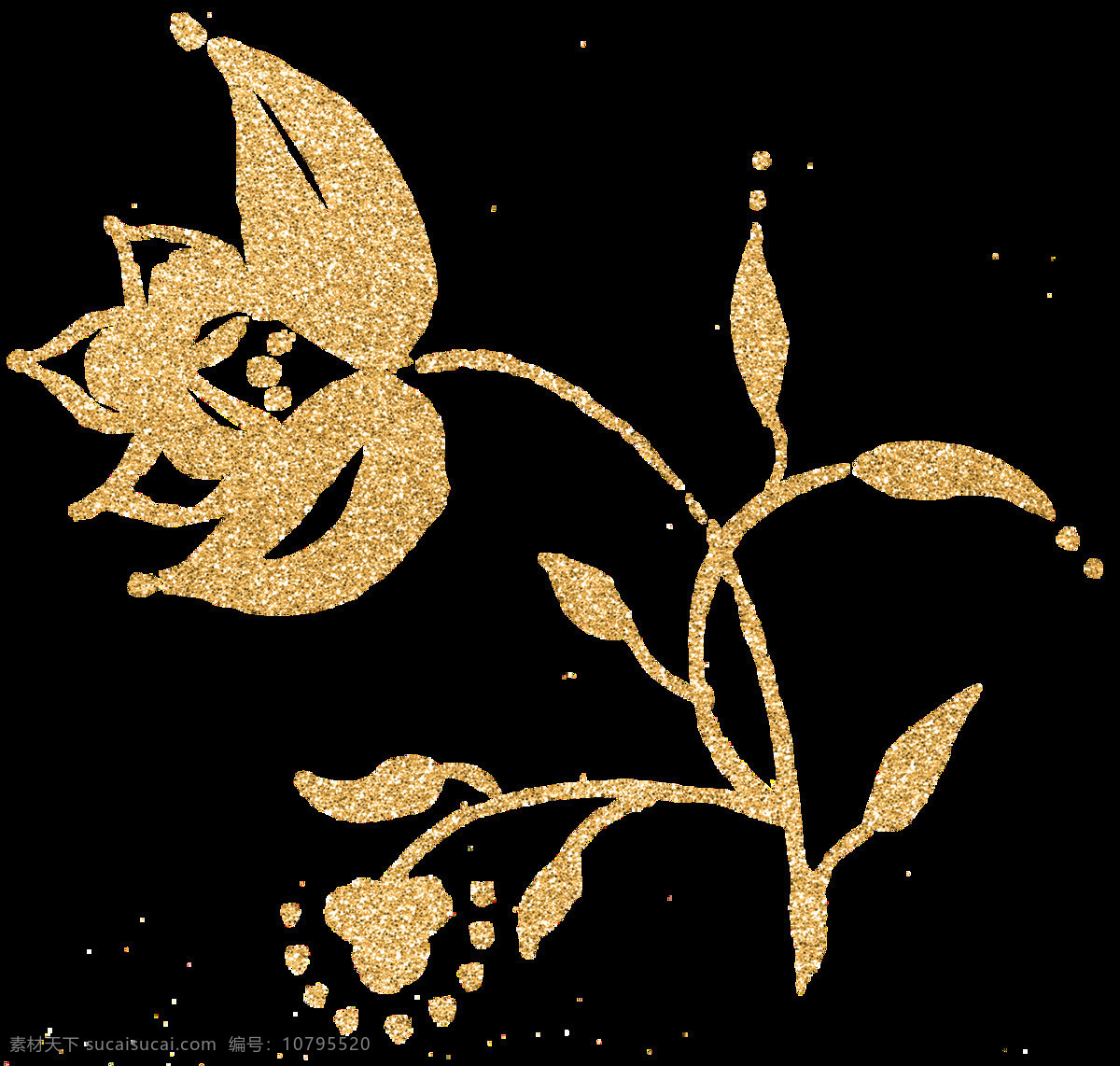 金色 阴影 花卉 透明 装饰 设计素材 背景素材