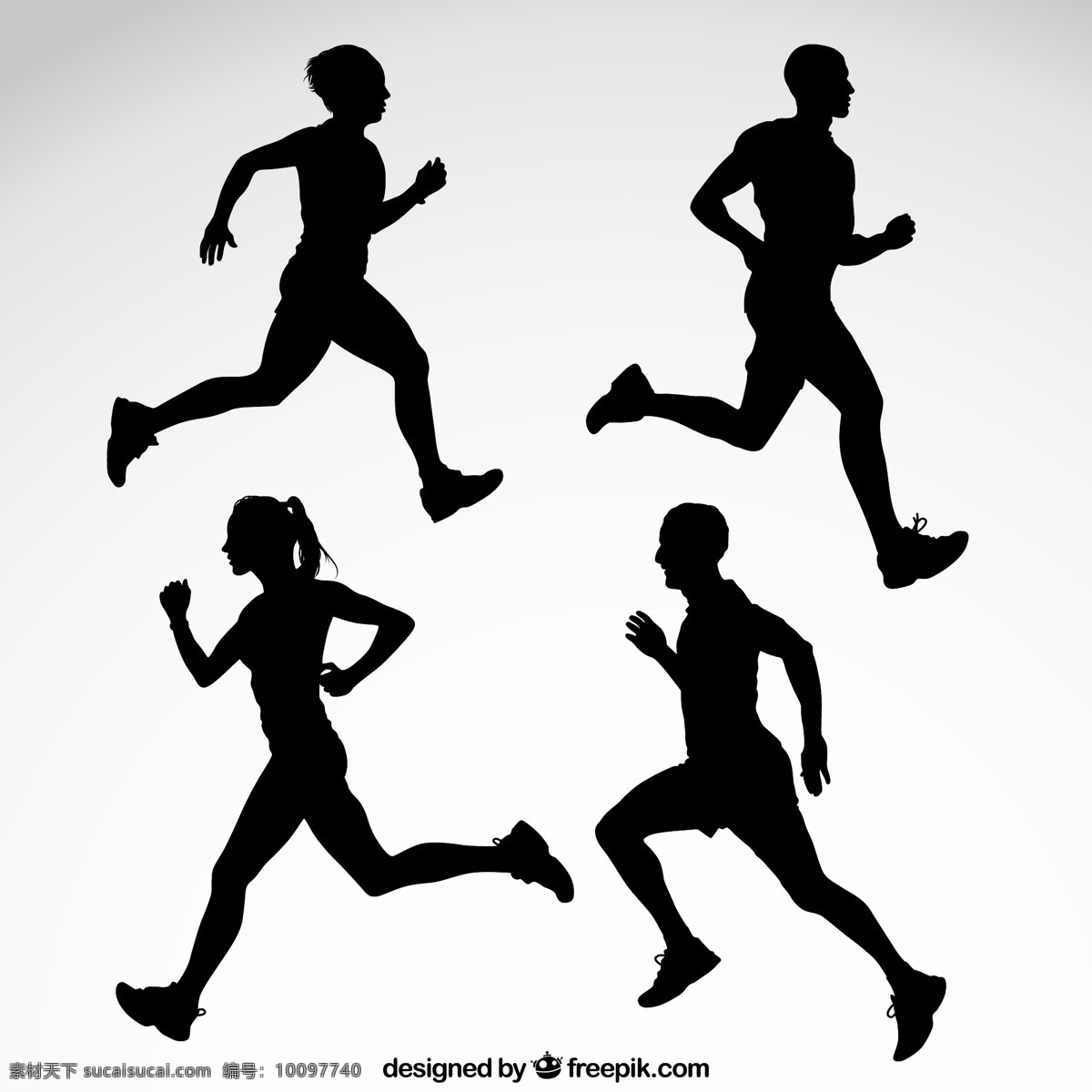 跑步人物剪影 跑步 人物 剪影 男子 男士 男性 女子 女士 女性 奔跑 运动 健身 锻炼 插画 背景 海报 画册 矢量人物 人物图库 生活人物 白色