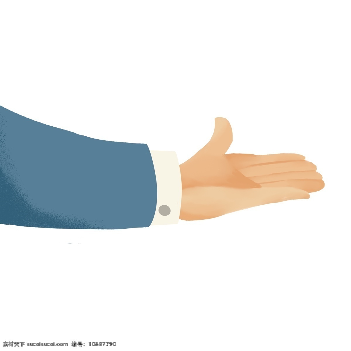 蓝色 创意 手掌 元素 卡通插画 拇指 扁平化 服务 装饰 穿着 衣服 服装 服务生 客服人员