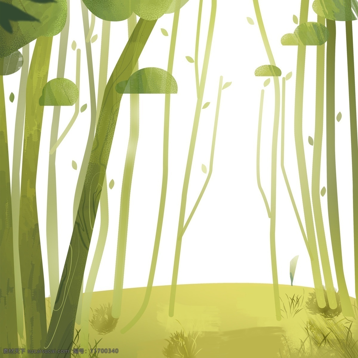 植物 树林 插画 装饰 卡通 彩色 水彩 创意 手绘 绘画元素 现代 简约 图案