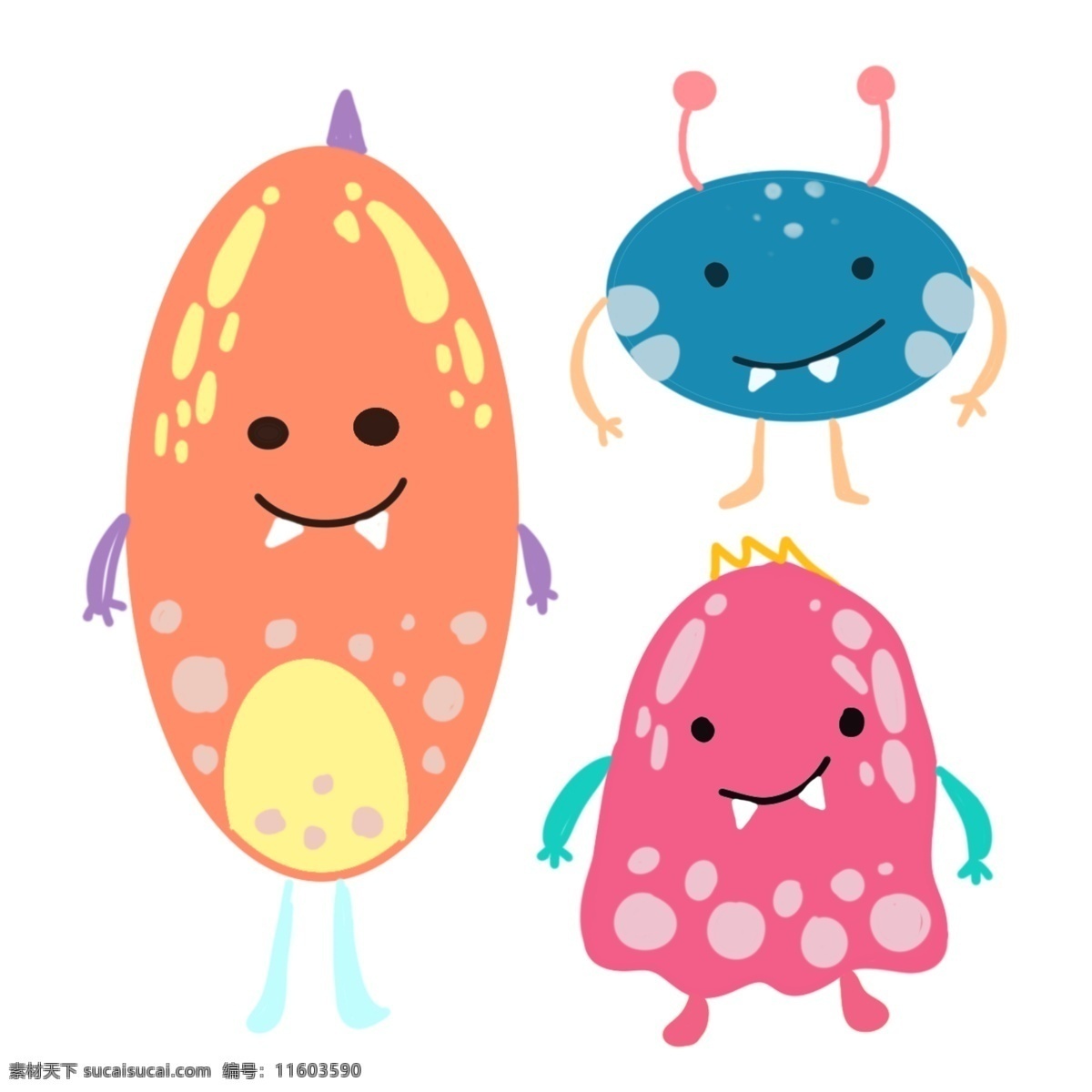 三个 细菌 病毒 插图 卡通图案 创意装饰 三个细菌 病毒细菌 立体细菌 病毒传染 仿真细菌 仿真生物