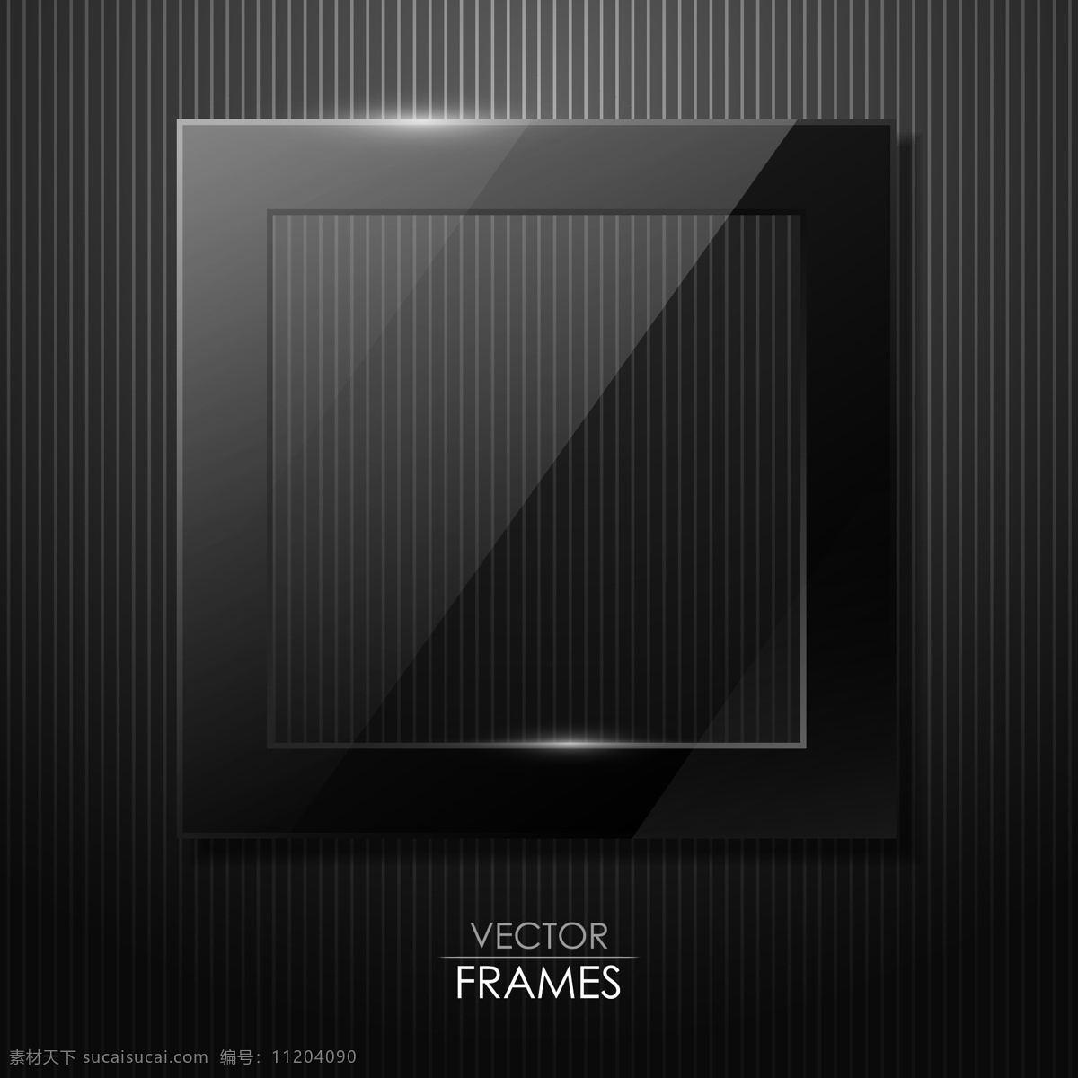 黑色 透明 玻璃 材质 边框 发光 正方形 暗色 条纹底纹 底纹边框 边框相框