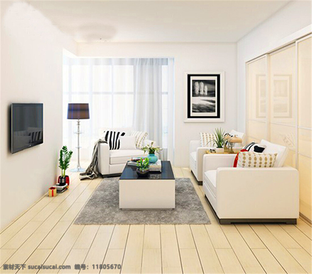 客厅3d模型 现代都市 简约 小居室 d模型下载 客厅 max