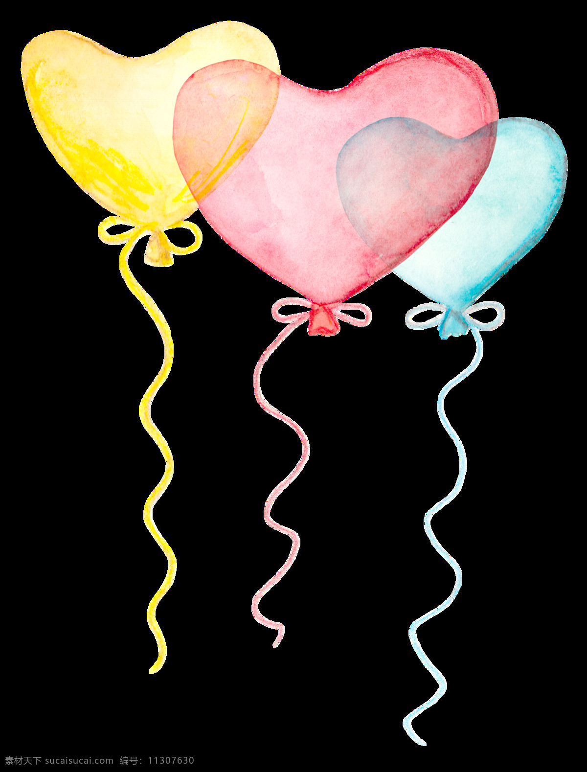 爱心 多彩 气球 透明 装饰 图案 设计素材 png元素