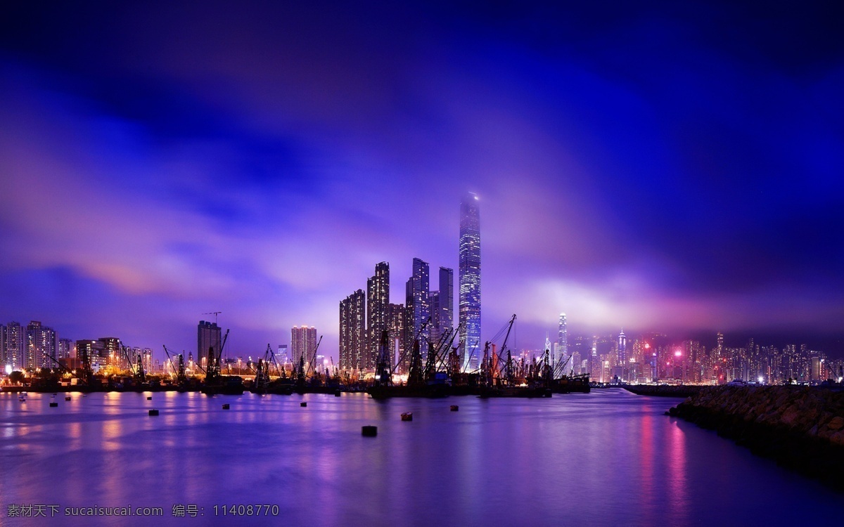 城市夜景 照片 景色 风景 自然风光 景物 紫色 城市 建筑 自然景观 自然风景