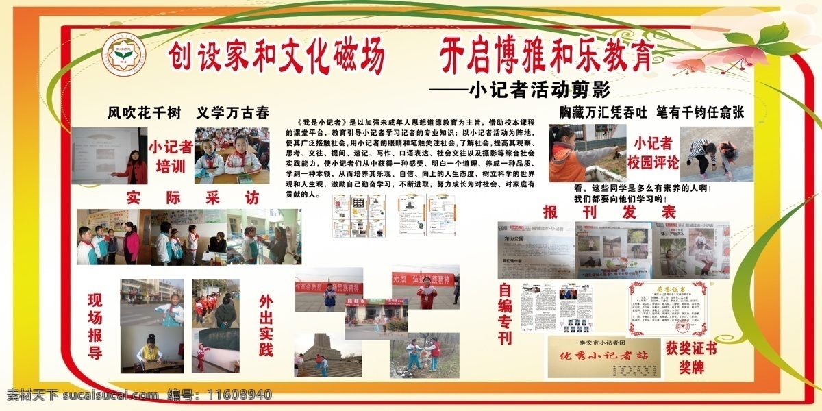 我是小记者 小记者培训 现场报道 外出实践 报刊发表 获奖证书 展板模板 广告设计模板 源文件