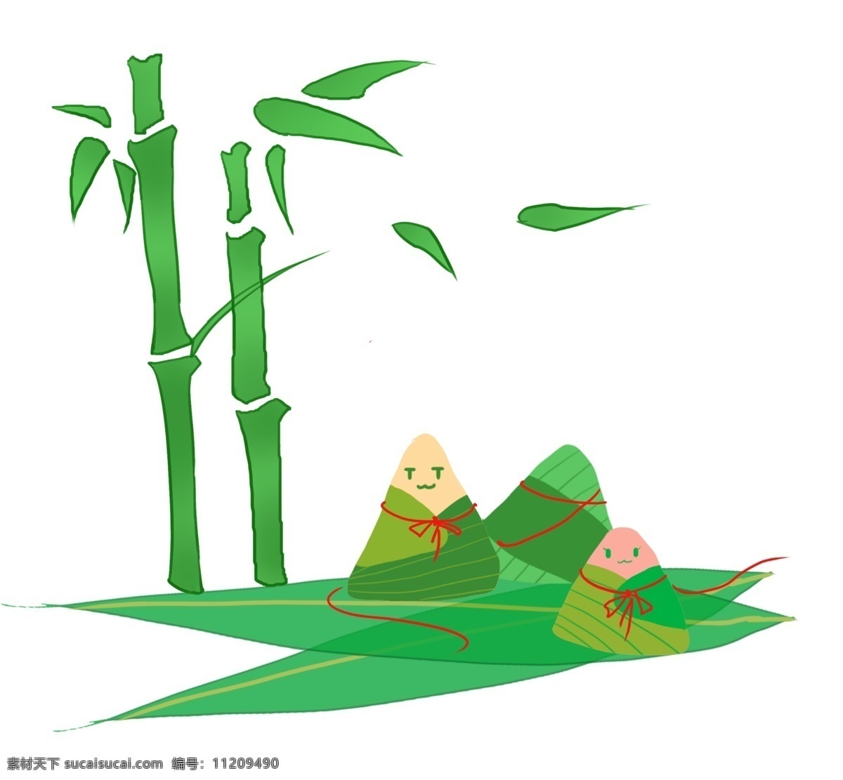 端午节 竹子 粽子 插画 绿色的竹子 卡通插画 粽子插画 端午节插画 纪念屈原 雄黄酒 美味的粽子
