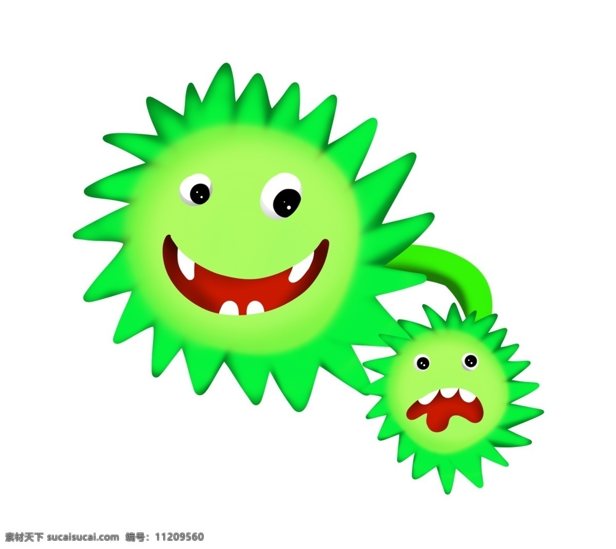 绿色 有害 细菌 插画 绿色的细菌 卡通插画 有害细菌 细菌插画 病菌插画 病菌细菌 长长的牙齿