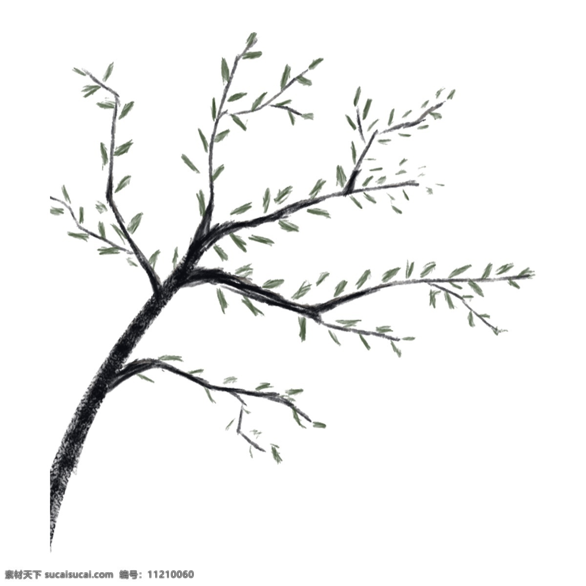 手绘 冬季 树木 卡通 透明 小树 水彩 叶子 浪漫 唯美 清雅 装饰图案