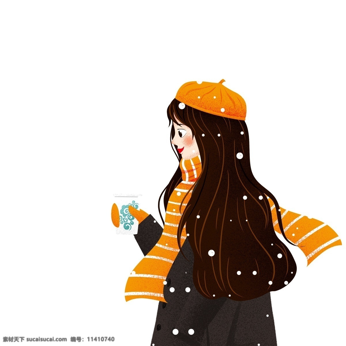 小 清新 一杯 热 咖啡 女孩 手绘 卡通 小清新 热咖啡 少女 女生 人物 冬季 唯美