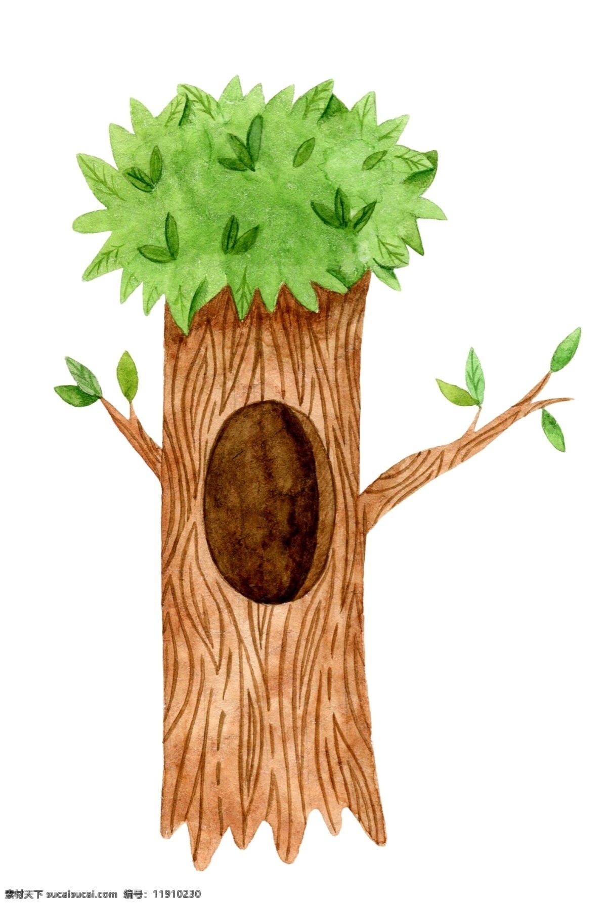 棕色 木桩 源文件 psd源文件 绿色 设计素材 植物 装饰素材