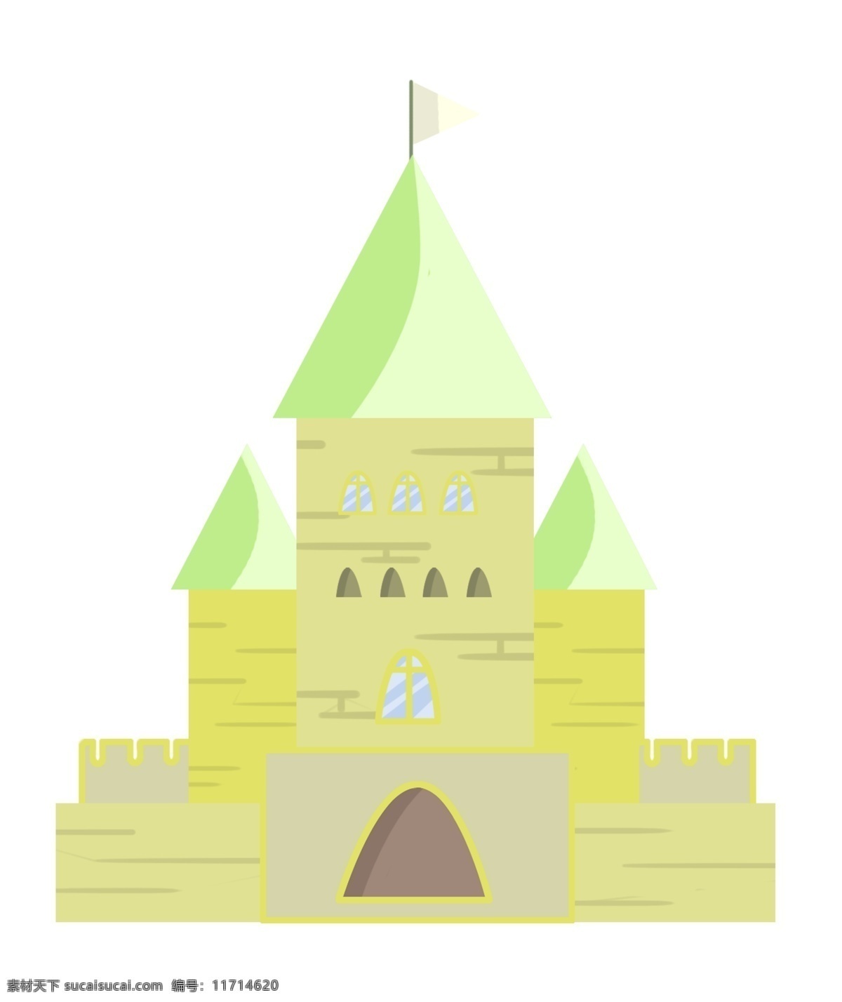 绿色 城堡 建筑 插图 绿色房顶 绿色城堡 城堡建筑 绿色城堡插画 漂亮