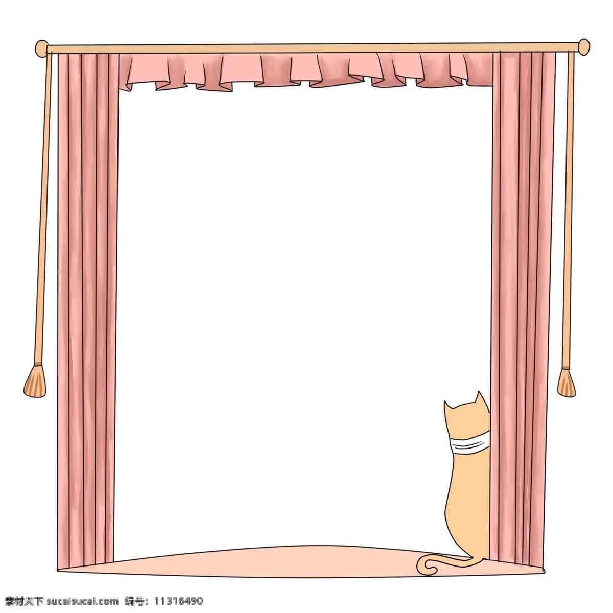 卡通 窗帘 小猫 边框 卡通边框 肉色窗帘 边框装饰 小猫边框 唯美边框 小动物边框 可爱的边框