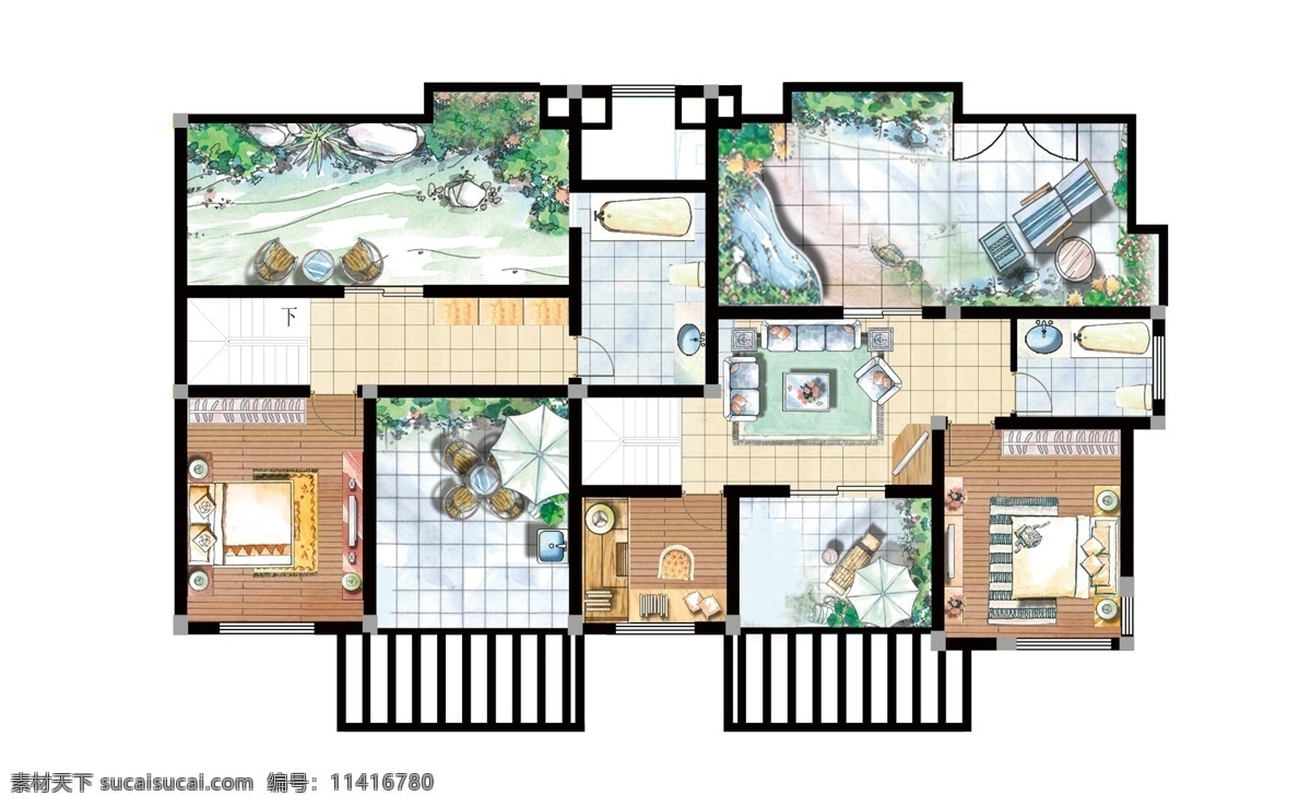 室内 彩色 平面 户型 图 室内彩色图 彩色平面图 彩色户型图 室内户型图 室内平面彩图 分层